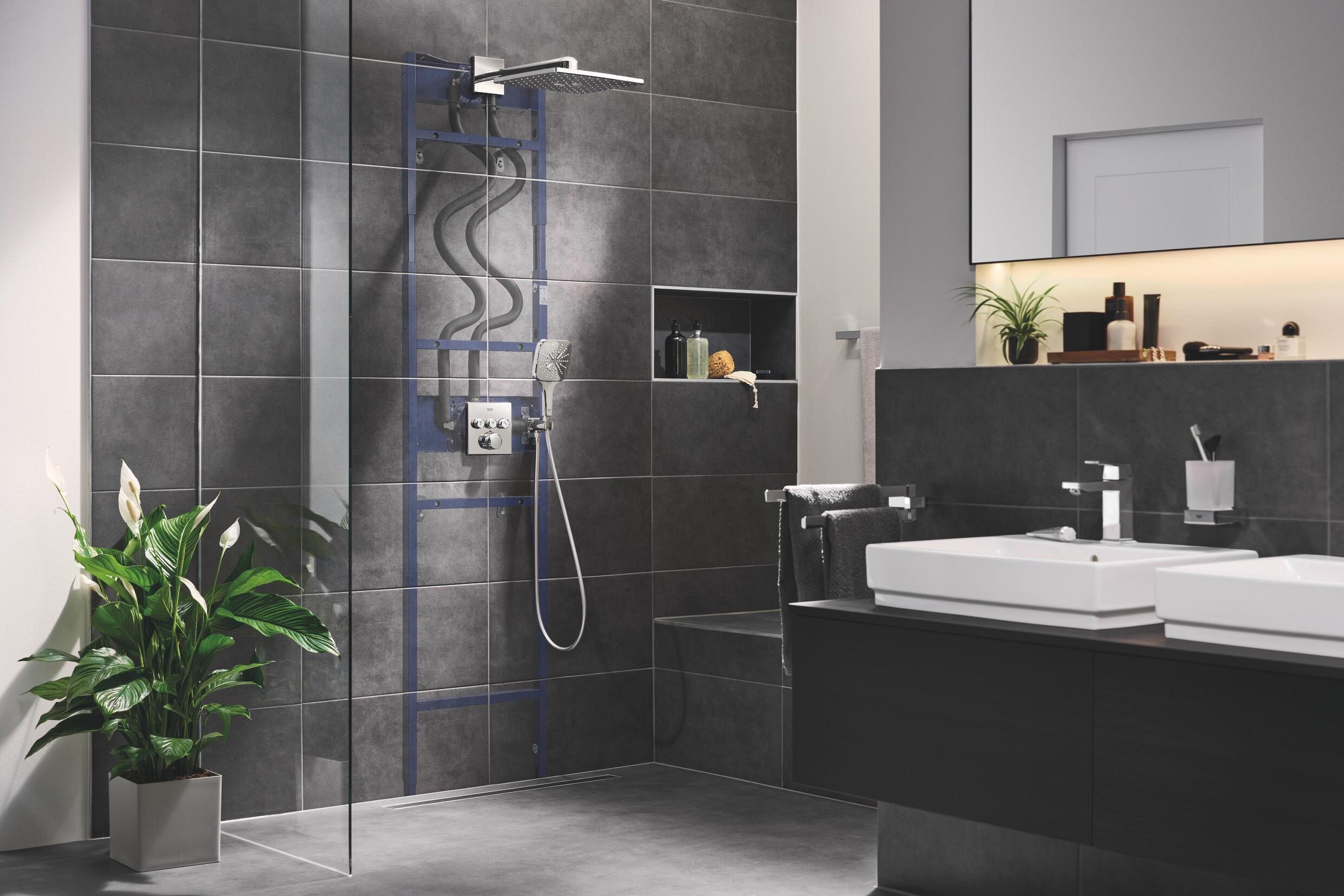 Grohe Unterputzarmatur Grohtherm SmartControl Thermostat mit 3 Absperrventilen Design eckig