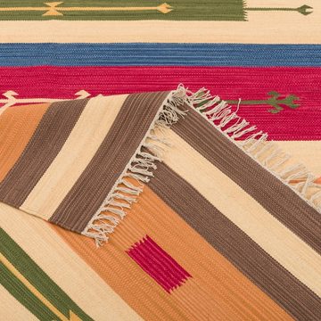 Wollteppich Baumwolle Natur Kelim Teppich Lina Modern, Pergamon, Rechteckig, Höhe: 8 mm