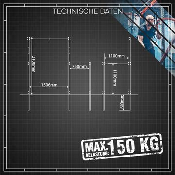 K-SPORT Klimmzugstange Stationäre Outdoor Klimmzugstange + Dip Station (bis 150 kg belastbar, Wetterfeste Kraftstation mit Pull-Up Bar & Dip Stange)