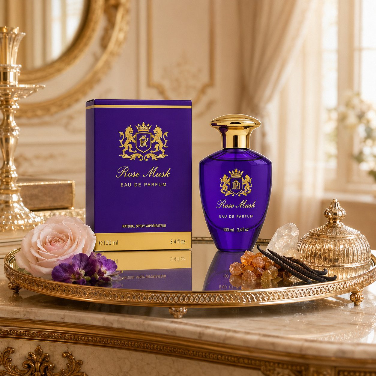 Fine Perfumery London Eau de Parfum Rose Musk For Her Zitrisch, Aromatisch, Holzig 100 ml, 1-tlg., Hergestellt in England Luxuriöser Damenduft