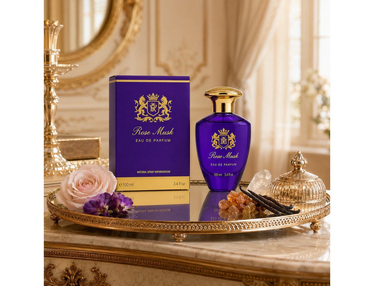 Fine Perfumery London Eau de Parfum Rose Musk For Her Zitrisch, Aromatisch, Holzig 100 ml, Hergestellt in England, Damenduft, Fruish Duft