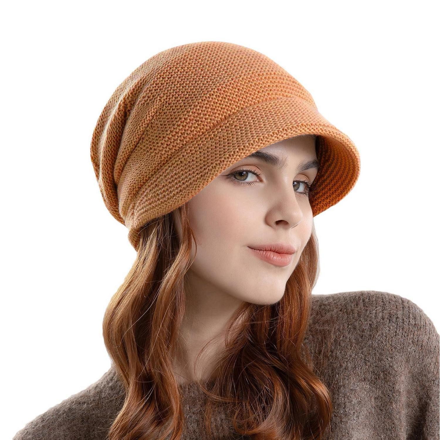 LuxusKollektion Ballonmütze Damen Mütze Winter gefüttert mit Visier (1-St)