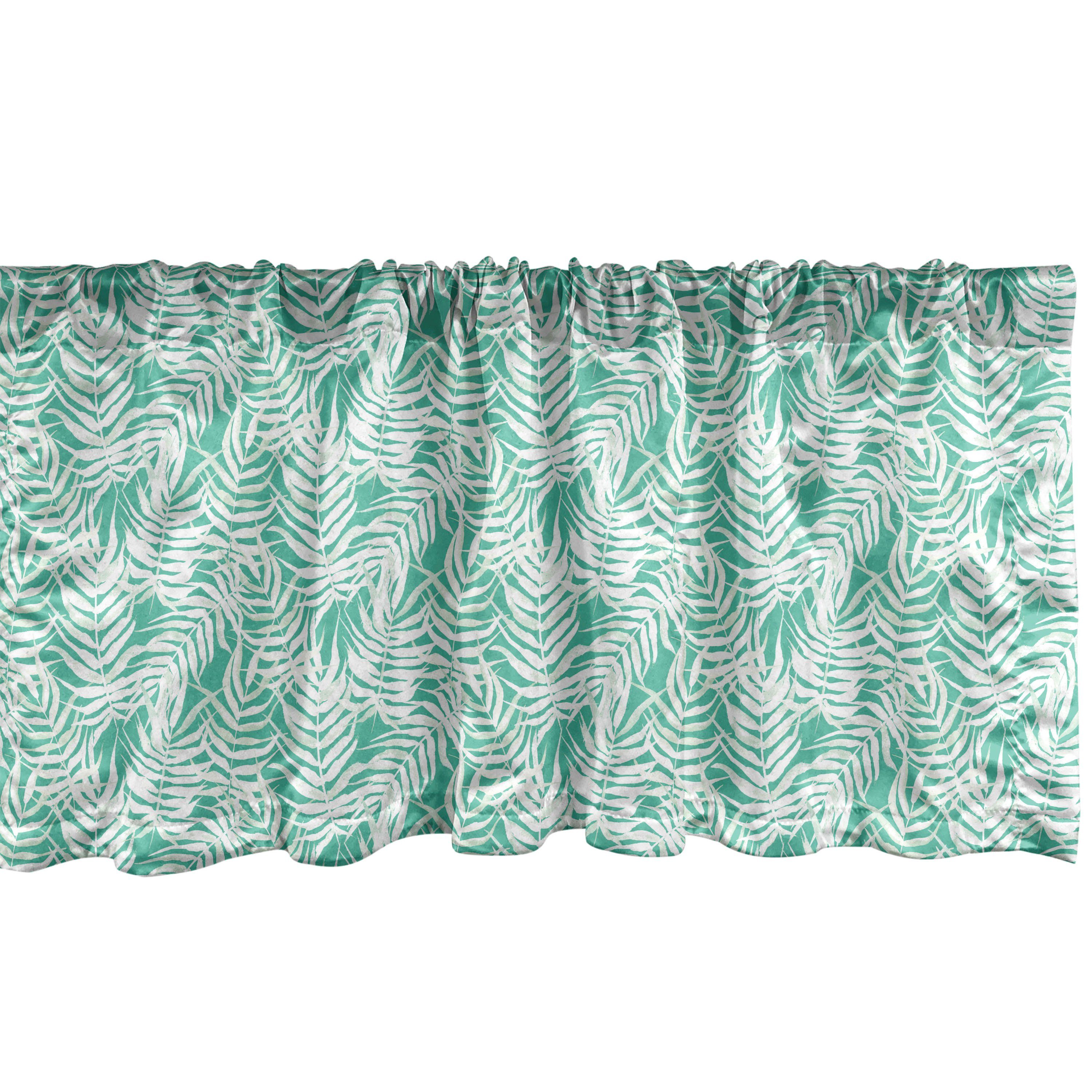 Scheibengardine Vorhang Volant für Küche Schlafzimmer Dekor mit Stangentasche, Abakuhaus, Microfaser, Natur Tropical Palm Zweige Kunst