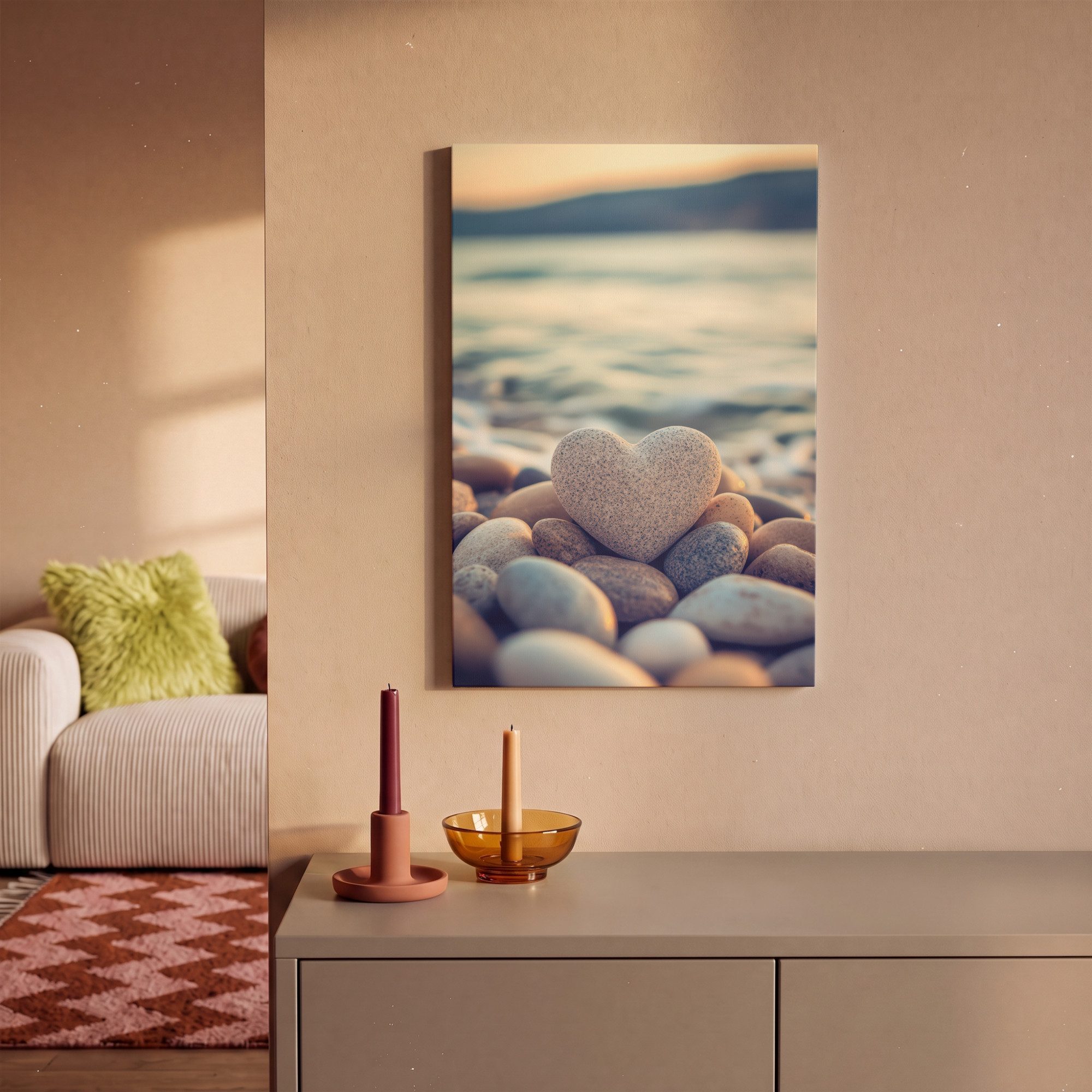 OneMillionCanvasses® Leinwandbild Herz - Steine - Natur - Kieselsteine - Zen - Kieselsteine, Fotodruck (1 St), Leinwand Canvas Wandbild, Wanddekoration 20x30 cm – Bild 2 von 5
