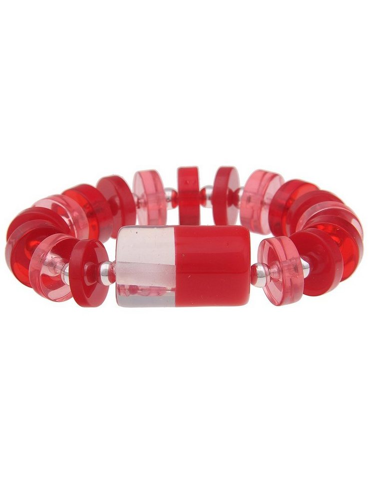leslii Armband Retro Zylinder, mit roten Kunststoff-Elementen