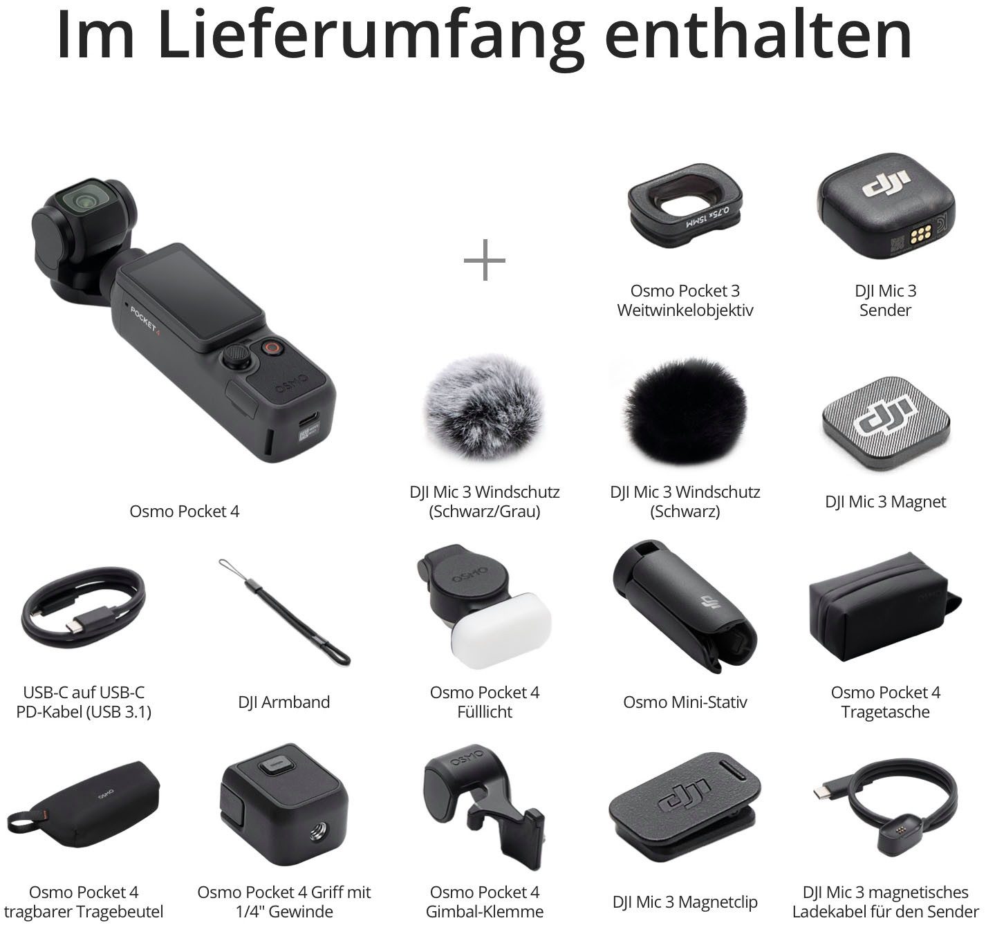 DJI Osmo Pocket 4 Creator Combo Kompaktkamera (37 MP, Bluetooth)