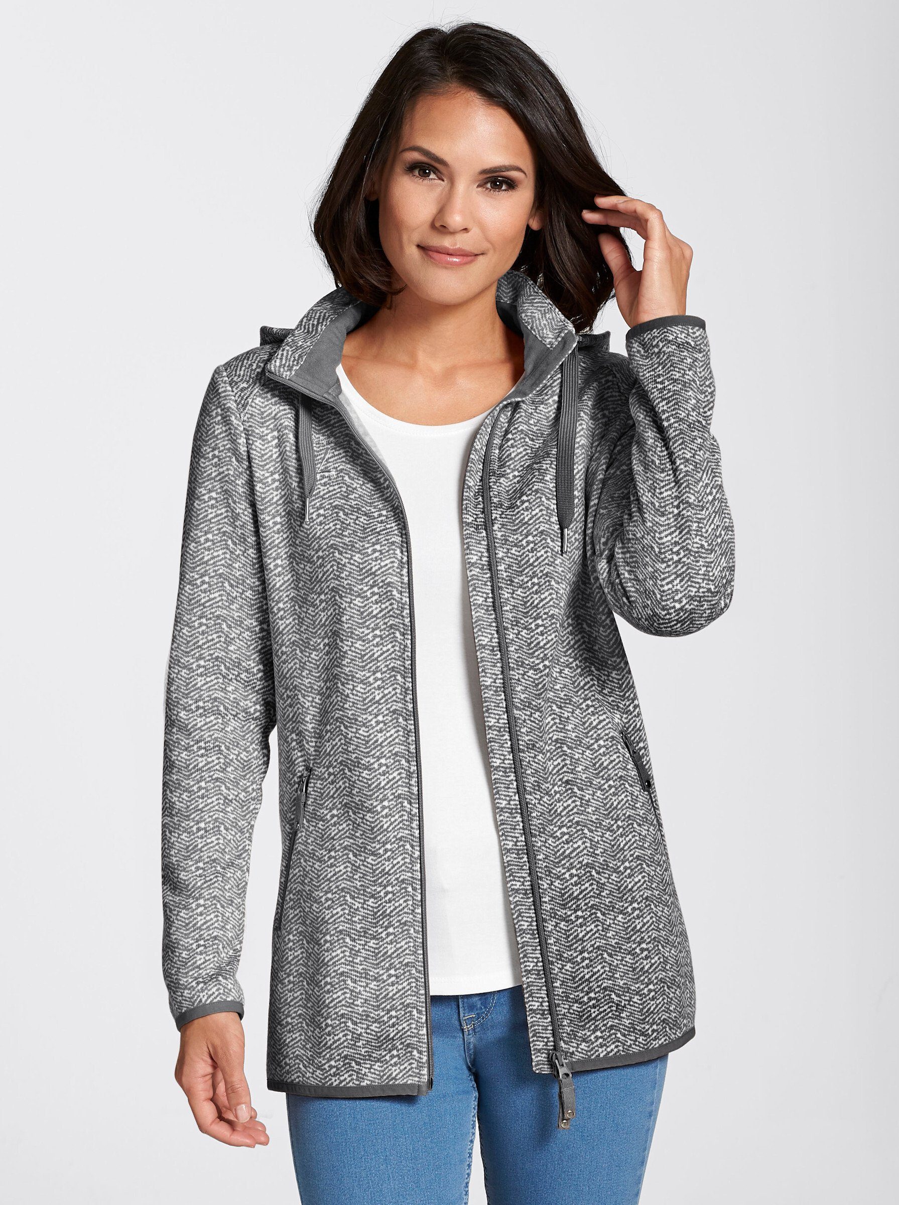 Casual Looks Kapuzenfleecejacke günstig online kaufen