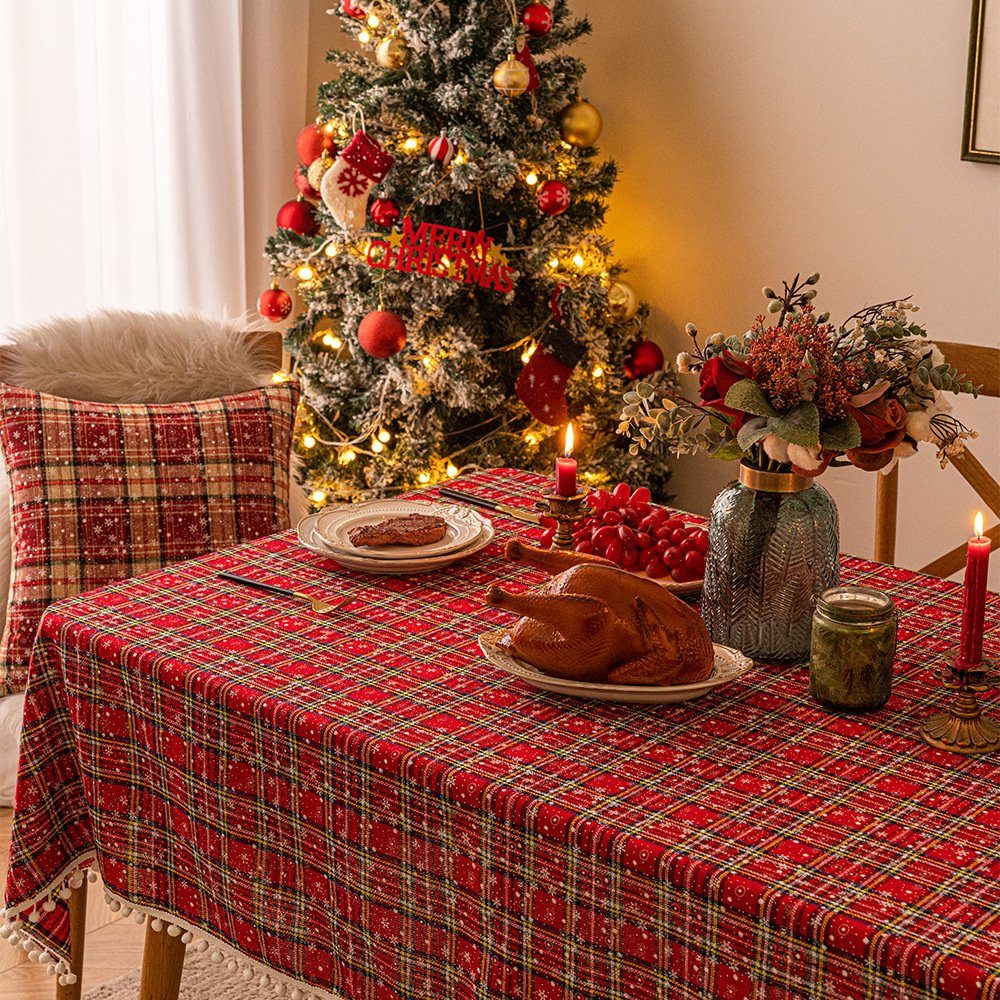 Tischdecke Weihnachten Abwaschbar für Tischtuch Dekoration Tischdecke Groß Weihnachts (1-tlg), Tischtuch Tischdekoration Dekorative Wohnzimmer