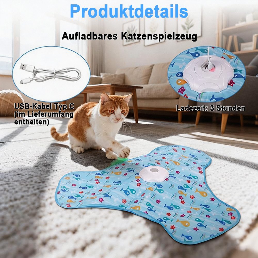 TUWENA Tier-Intelligenzspielzeug Interaktives Katzenspielzeug mit Federautomatik Wiederaufladbar, 3 Spielmodi, 360° Zufallsbewegung, Mausgeräusche, bissfest, langlebig