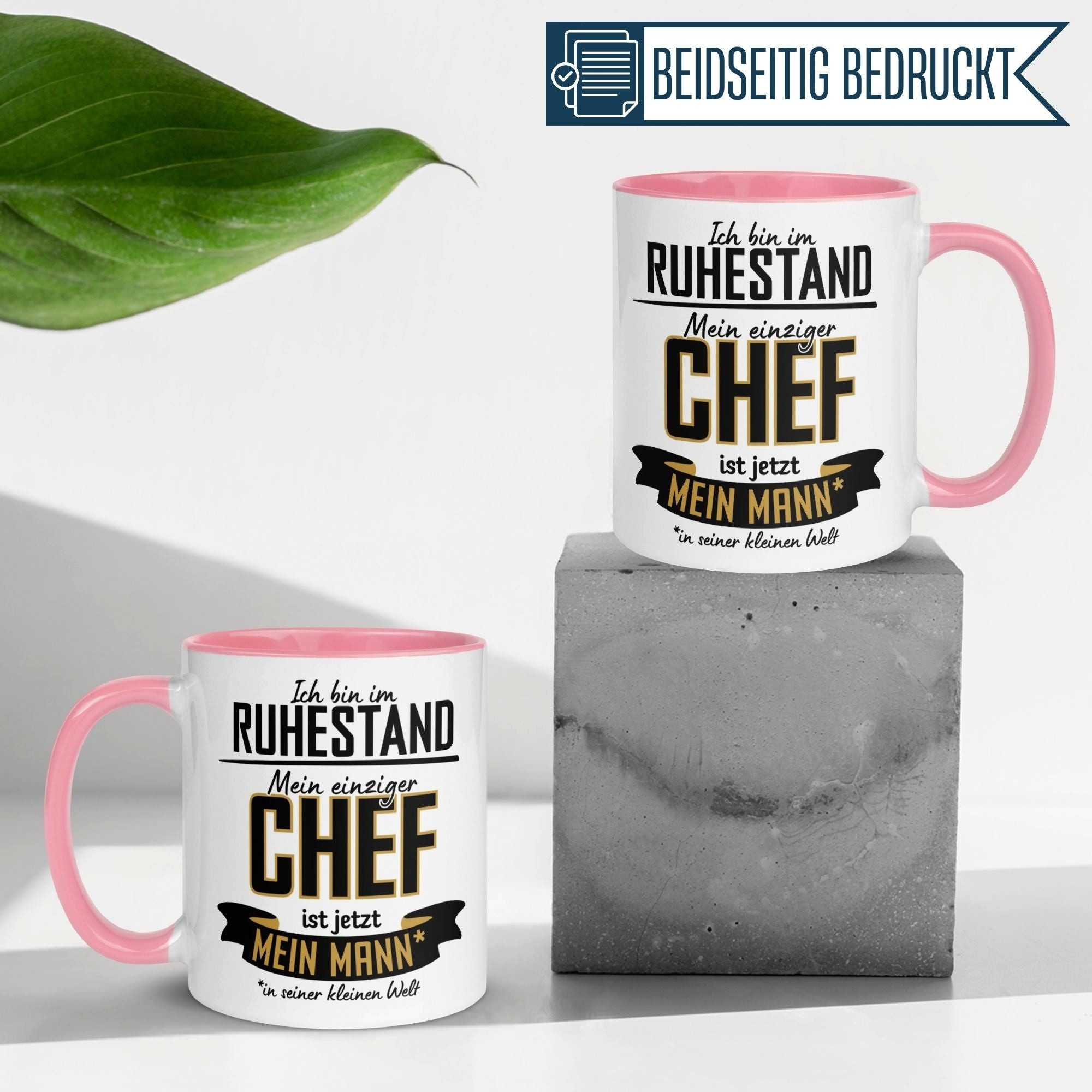 Momentals Tasse Rentnerin – „Mein einziger Chef ist jetzt mein Mann“ – Rente Frau, Gratis Versand · Links-&Rechtshänder · Spülmaschinenfest