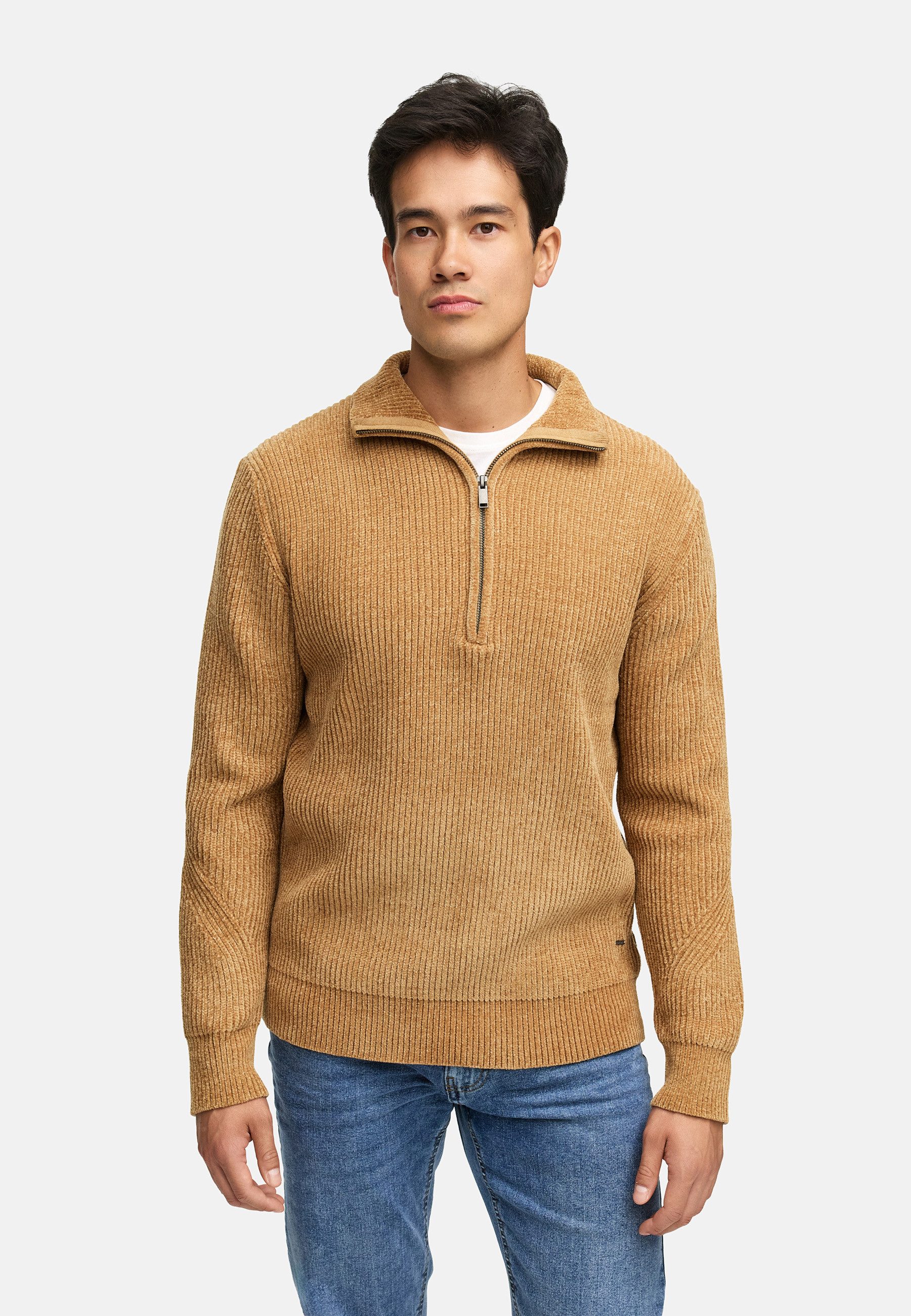 Indicode Strickpullover Herren INHunch Half Pullover Herrenpullover Strickpullover mit halbem Reißverschluss und Stehkragen