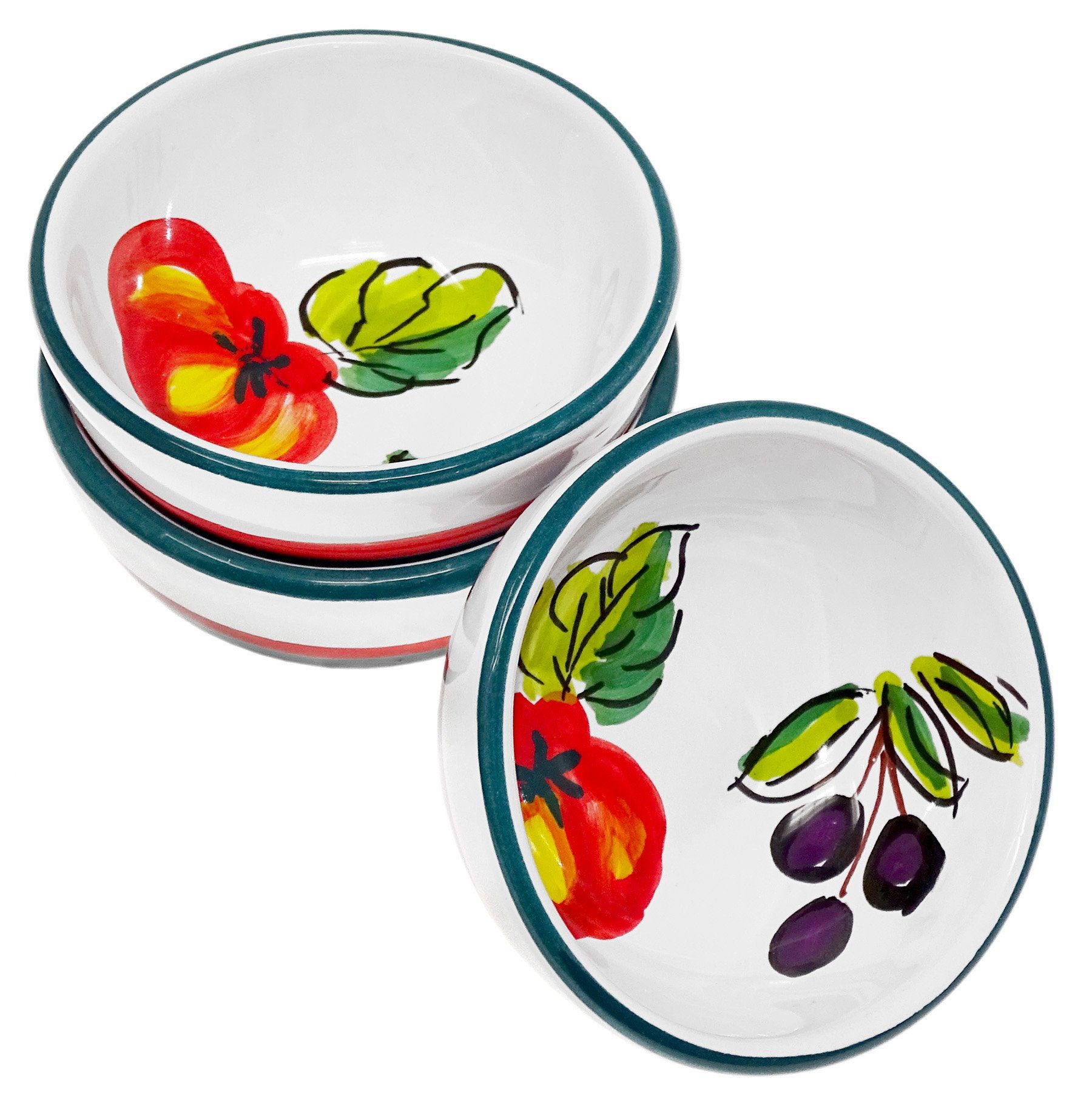 Lashuma Dessertschale, Olive Tomate (3-tlg), handgemacht Keramik, Snackschalen Kleine Servierschüsseln