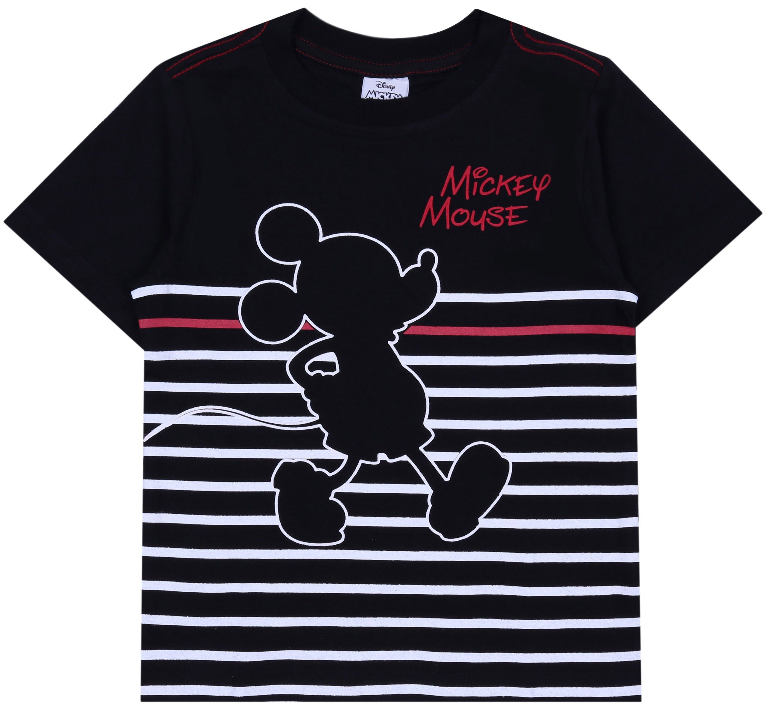 Kurzarmbluse Schwarzes gestreiftes T-Shirt für Jungen Mickey Mouse Disney 8 Jahre