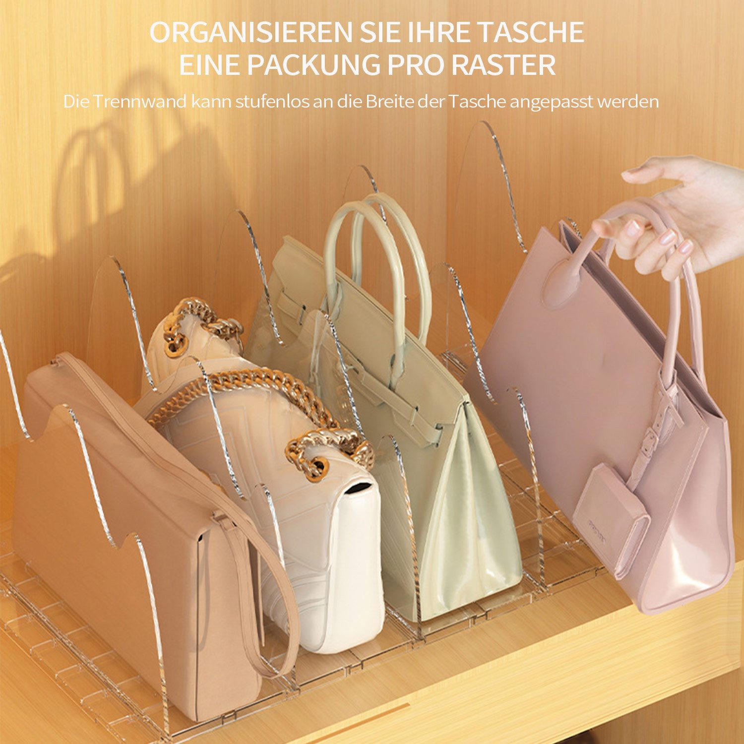 Refttenw Organizer verstellbare Transparent Acryl Handtaschen Regaltrenner günstig online kaufen