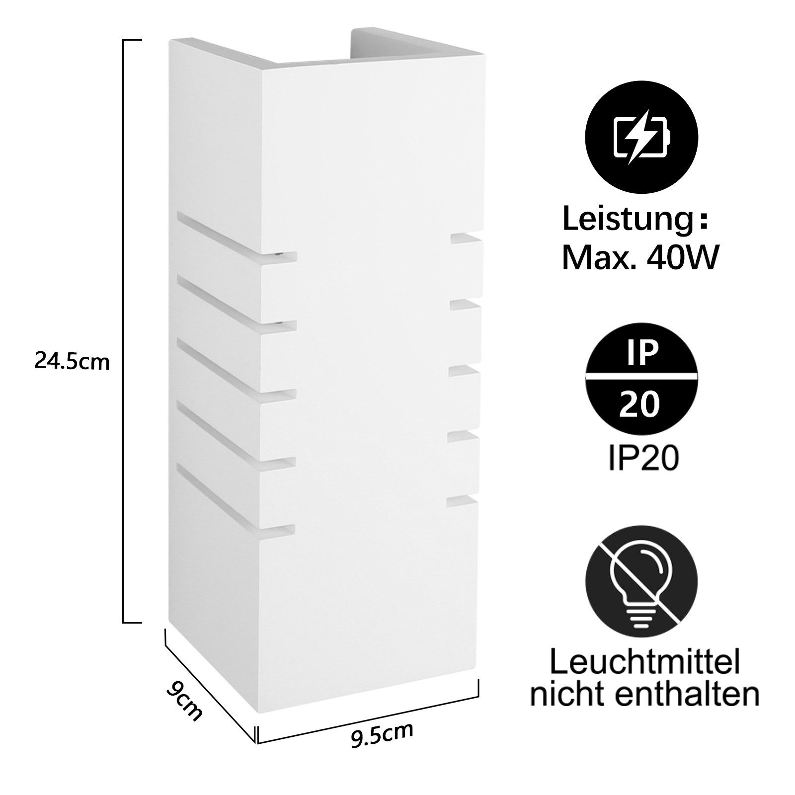 ZMH Wandleuchte Innen Wandlampe Up Down Weiß E14 Treppenhaus Gipsleuchte für Flur, Einfache Installation, ohne Leuchtmittel, Modern Wandbeleuchtung für Kinderzimmer