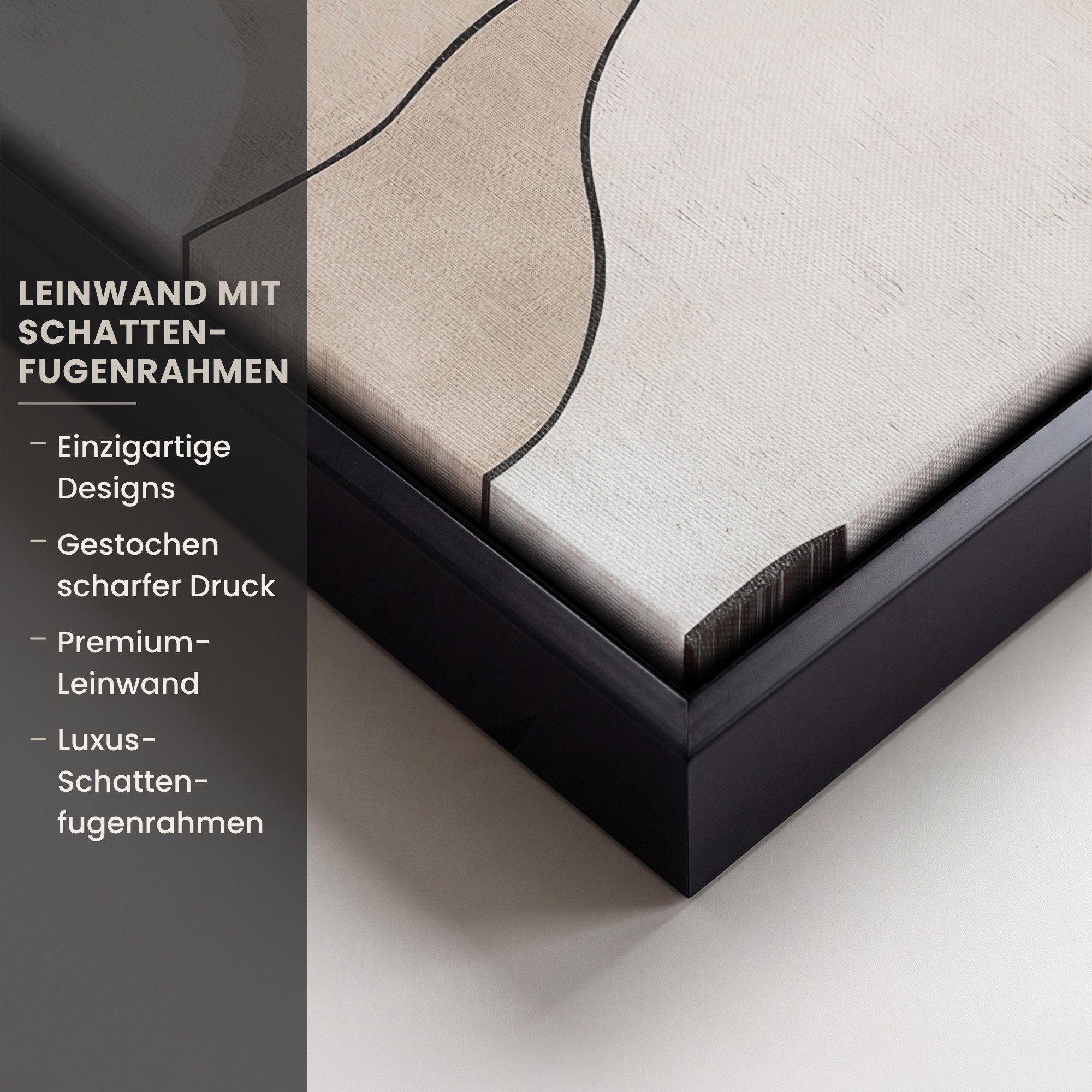 OneMillionCanvasses® Leinwandbild mit Rahmen - Konturlinien - Abstrakte Landschaft, Fotodruck (1 St), Leinwand Bilder Klein, Wand Dekoration Aesthetic 20x20cm – Bild 3 von 5