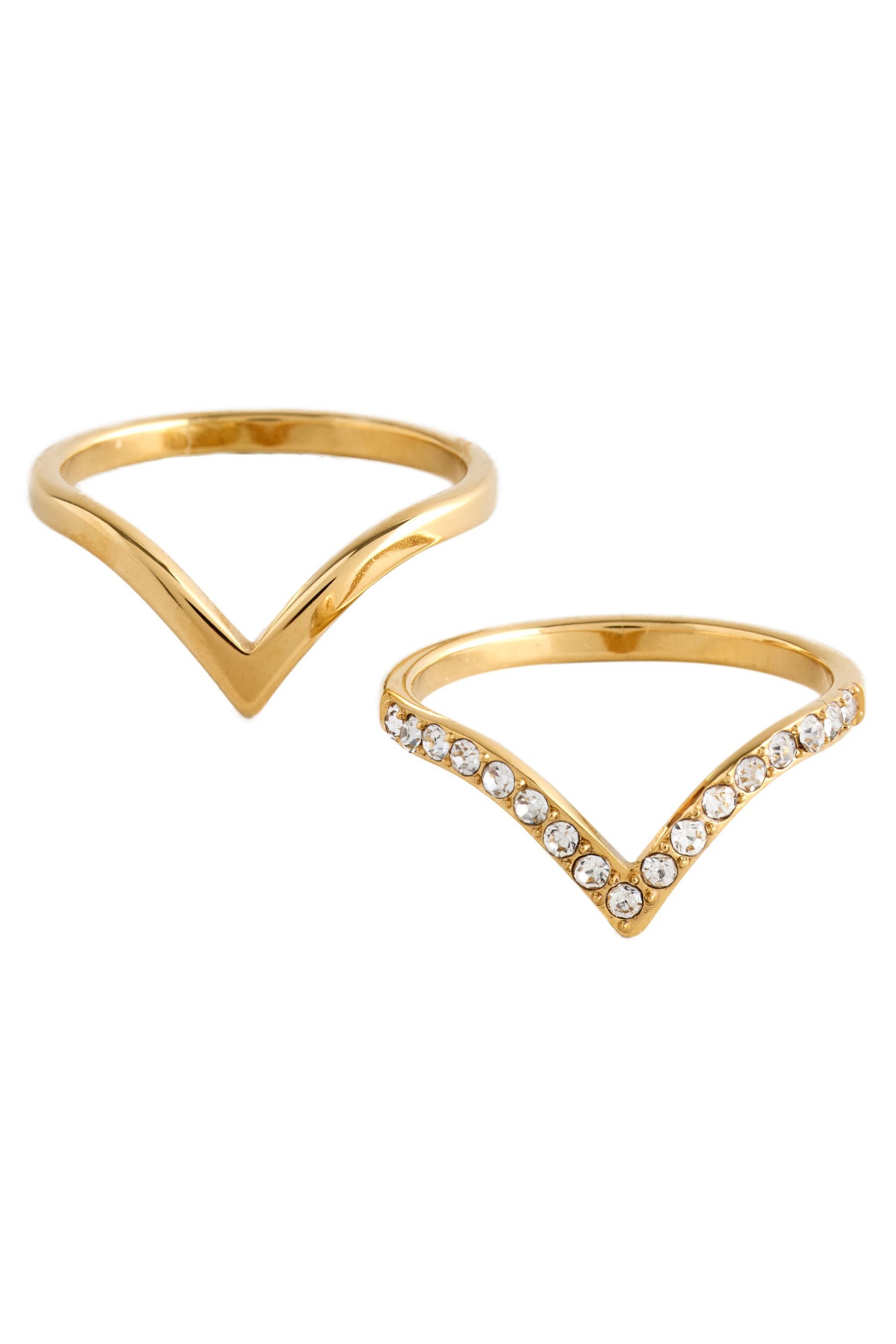 Next Fingerring Glitzernde Wunschknochen-Ringe, 2er-Pack (2-tlg)