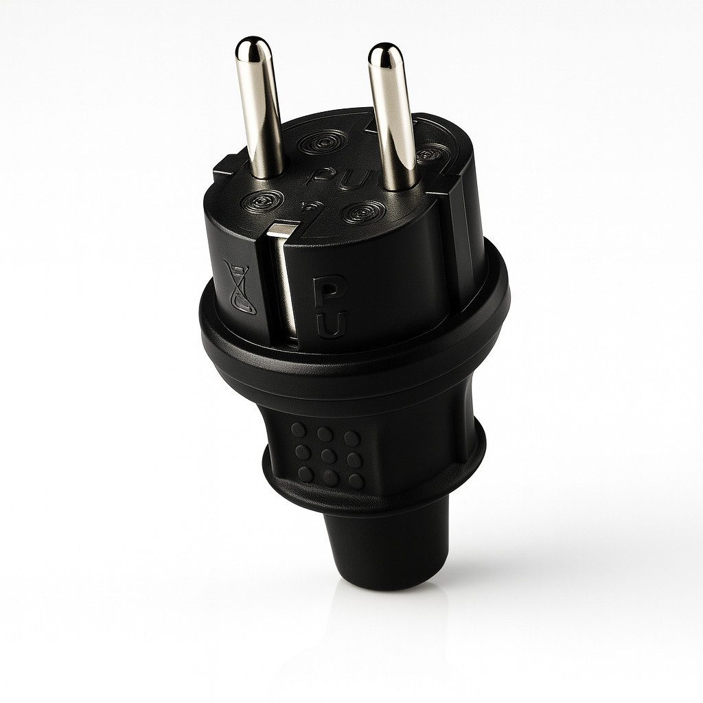 VABIONO Schuko-Stecker Gummi Schutzkontakt Stecker, (DIN VDE 0620-1 - 2010-02), kostenloser Versand