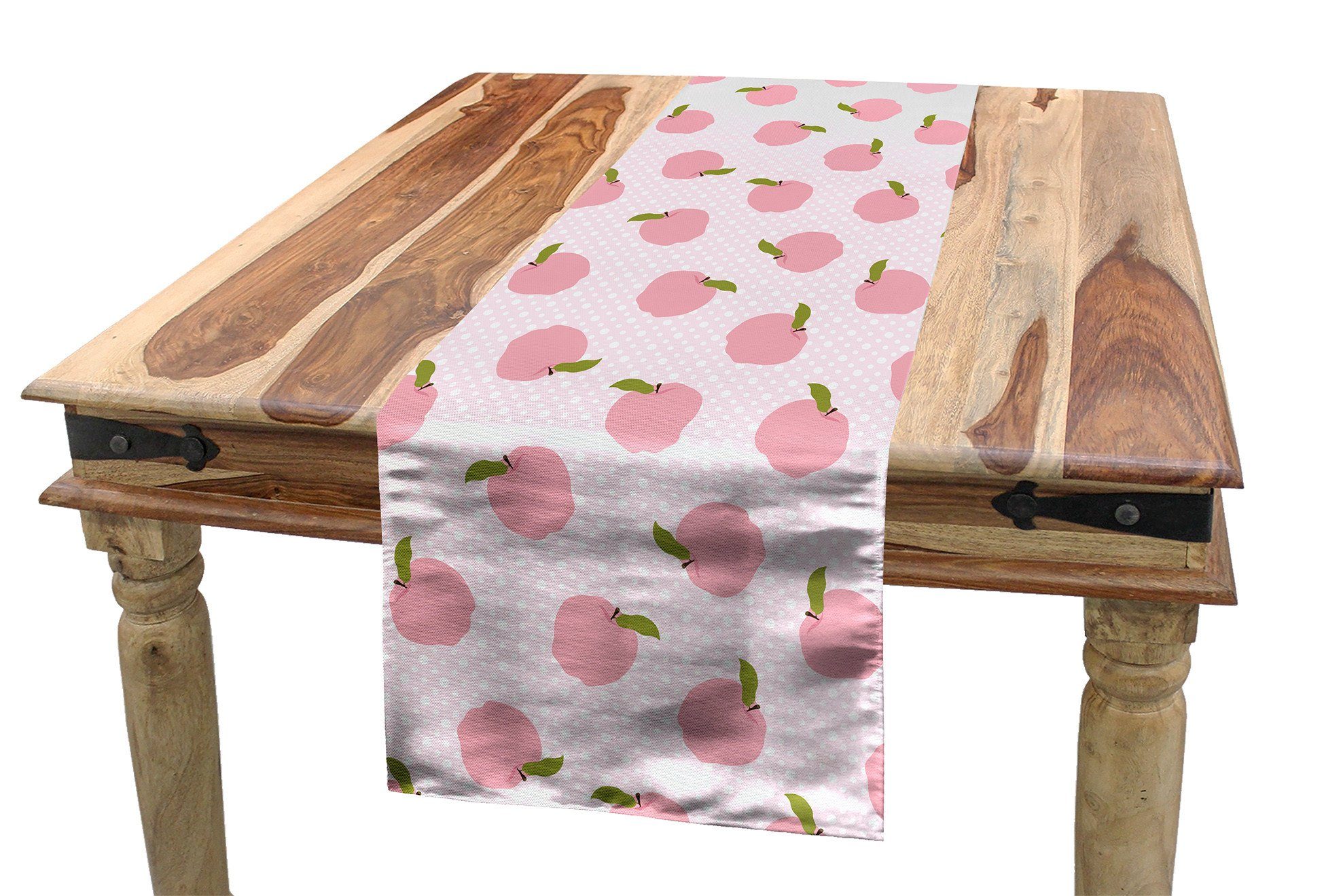 Abakuhaus Tischläufer Esszimmer Küche Rechteckiger Dekorativer Tischläufer, Rosa Abstrakte Äpfel auf Tupfen | Tischläufer