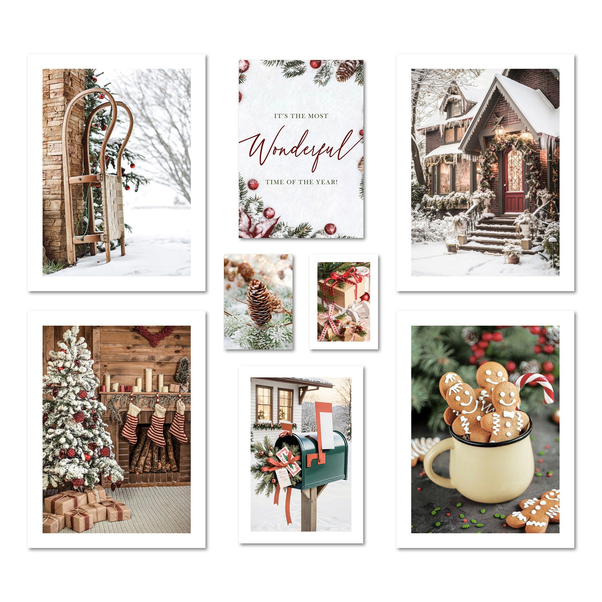 Bilder-Collage Poster Set - CHRISTMAS TIME - Deko Wandbilder weihnachten, winter