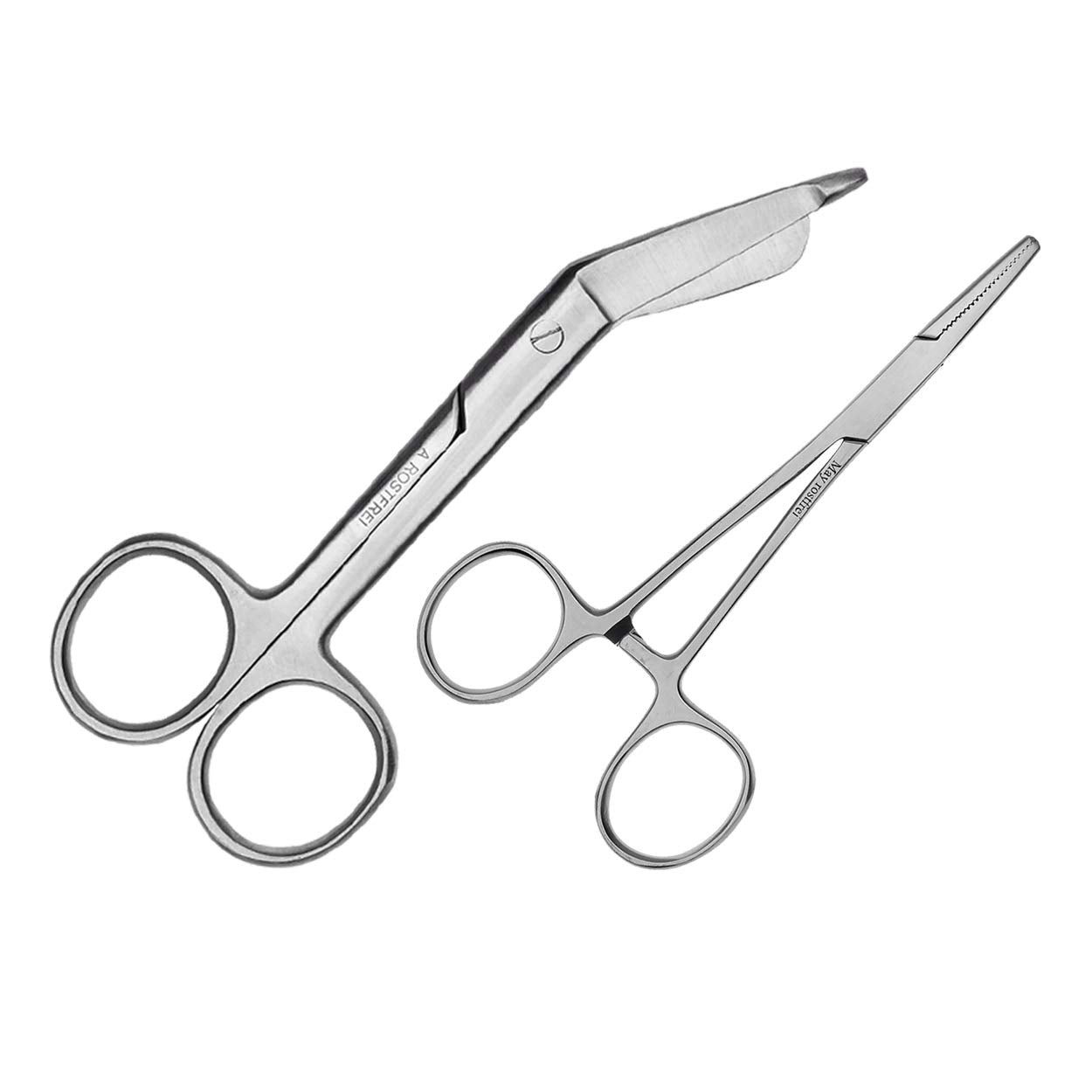 May Klemmen Set - 1x Mehrzweck-Schere 14,5 cm - Edelstahl + 1x Klemme mit geradem