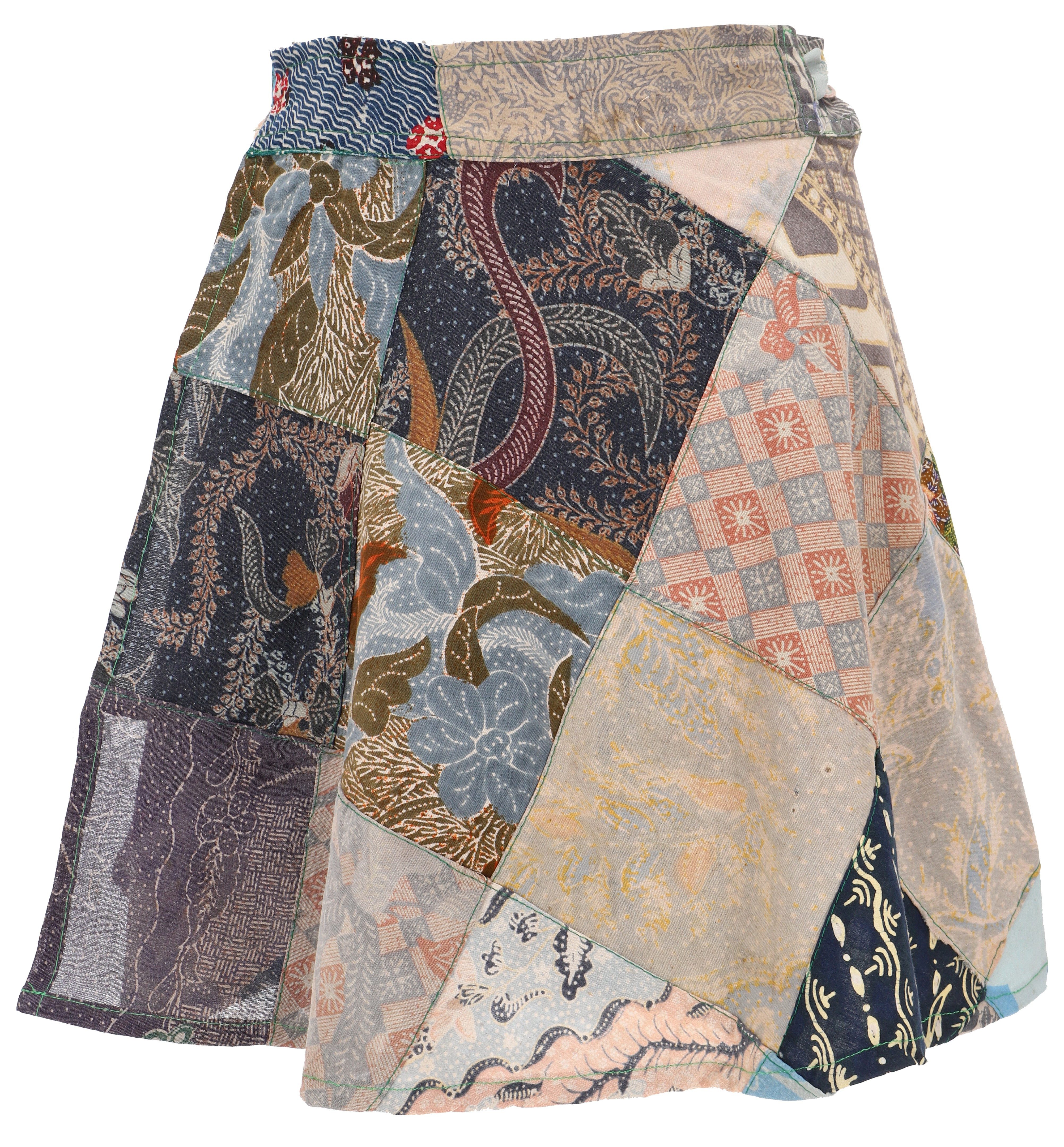 Guru-Shop Minirock Weit schwingender Patchwork Wickelrock,.. günstig online kaufen