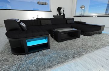 Sofa Dreams Wohnlandschaft Polster Stoffsofa Bellagio U Form Stoff Sofa Couch, mit LED, wahlweise mit Bettfunktion als Schlafsofa, Designersofa