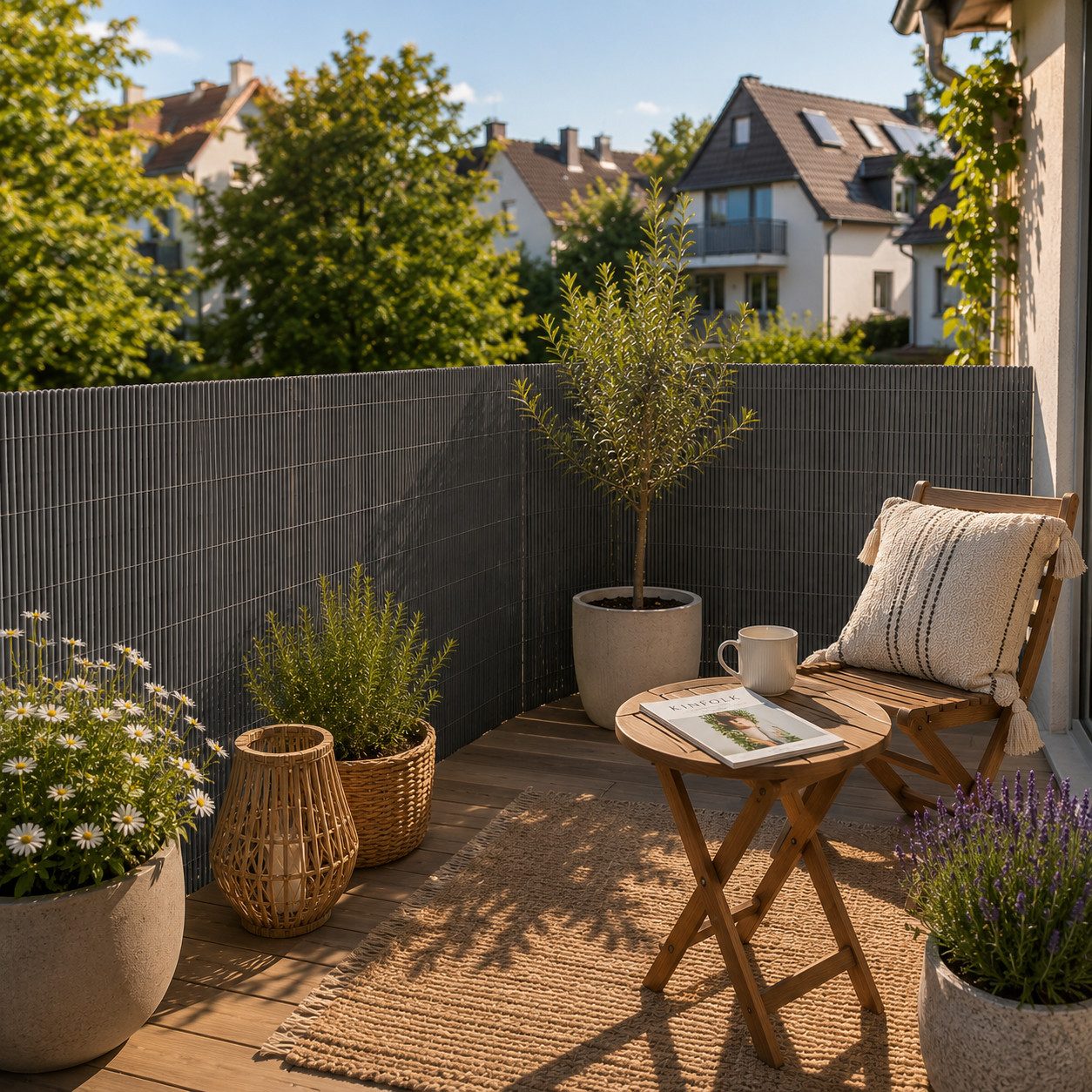 Sekey Balkonsichtschutz Sichtschutzmatte in Natur-Optik, wetterfest für Balkon, Garten & Zaun UV-beständig und wetterfest für Balkon, Garten & Terrasse – Bild 2 von 5