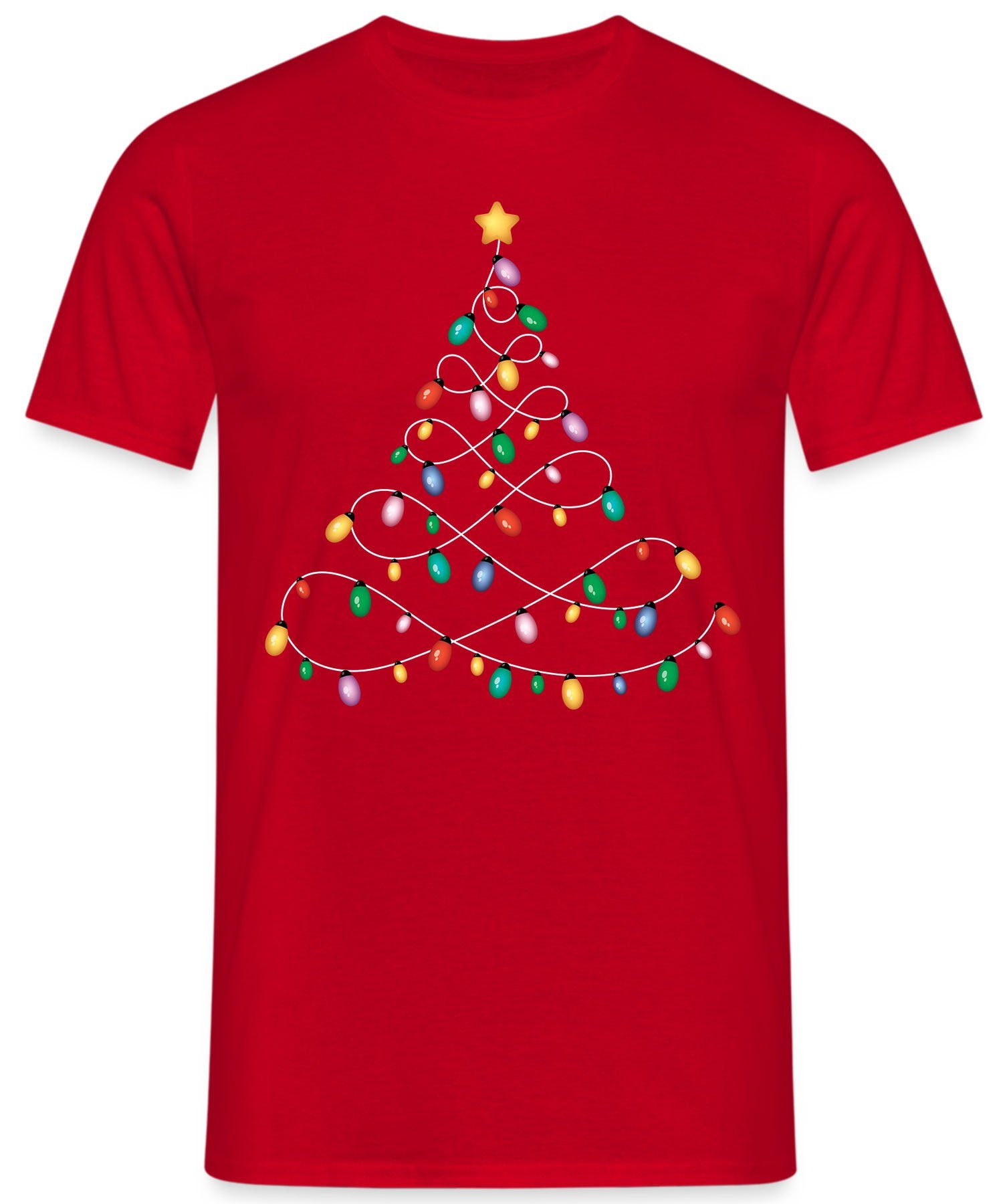 - Formatee Rot Lichterkette (1-tlg) X-mas Quattro Weihnachtsbaum Weihnachten Weihnachtsgeschenk Kurzarmshirt
