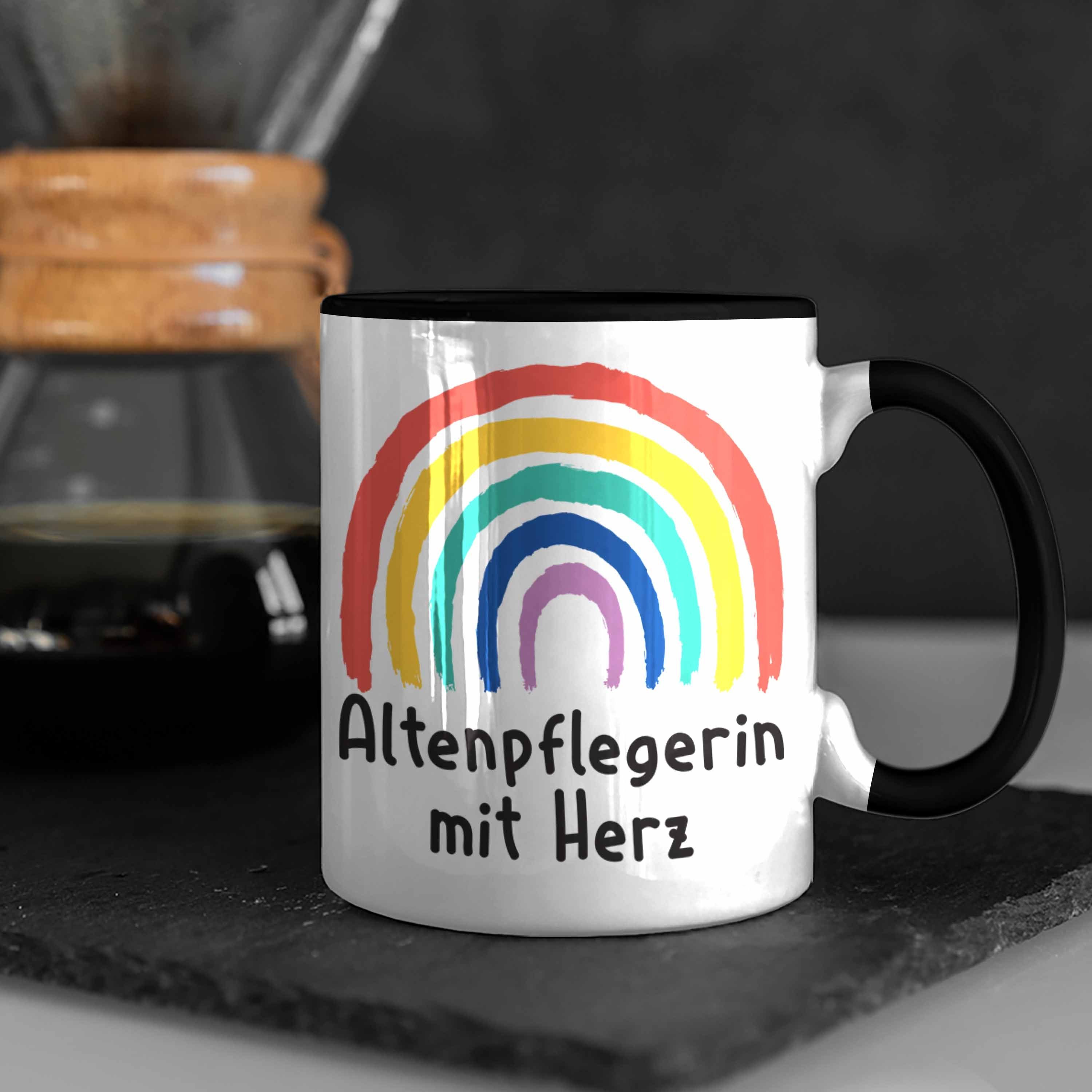 Dankeschön Trendation Trendation Zubehör mit Altenpflegerin - Spruch Tasse Herz Kaffeetasse mit Geschenk Tasse Schwarz