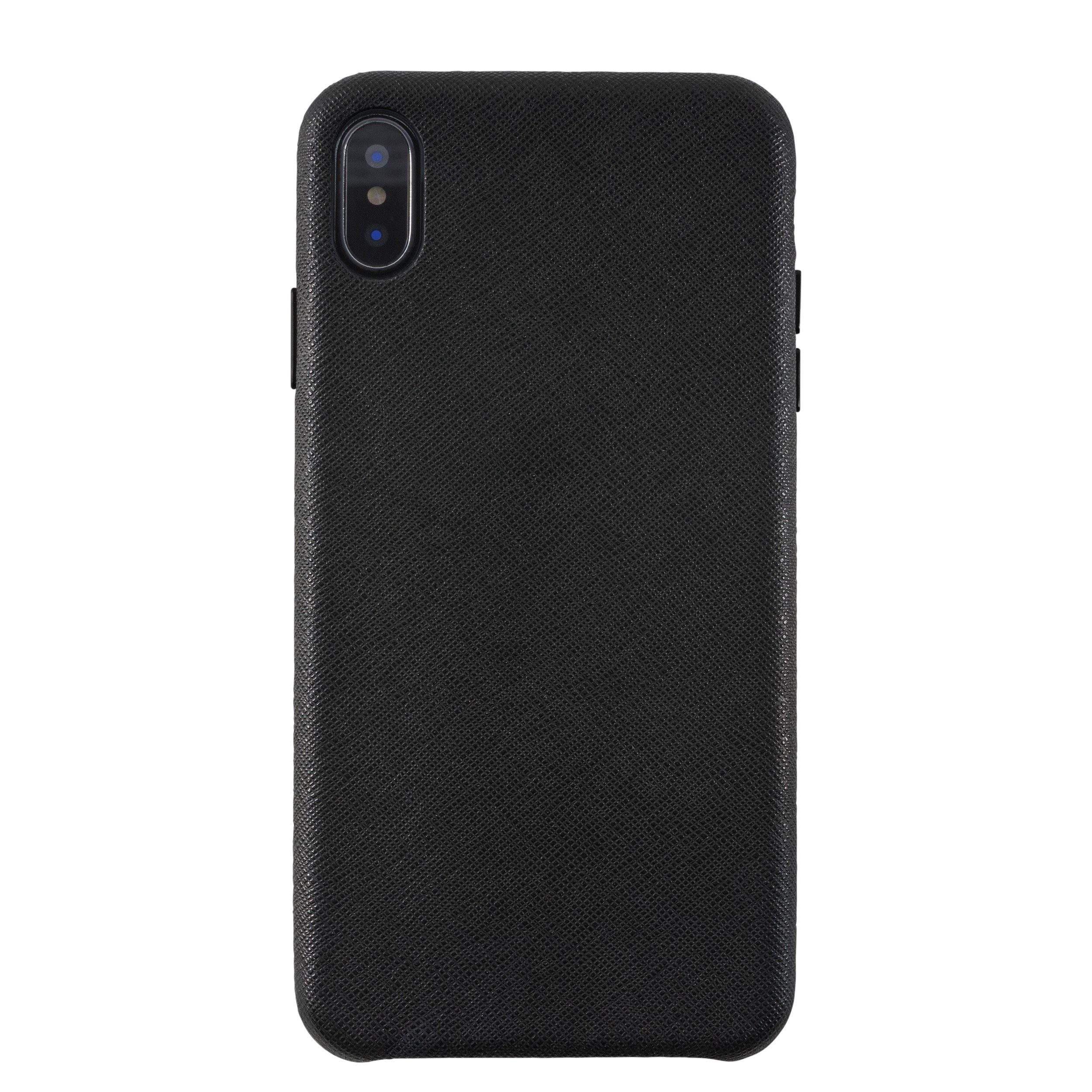 KMP CREATIVE LIFESTYLE PRODUCTS. Handyhülle Faux Leder Case - Veganes Leder Schutzhülle - für iPhone XS, X - black 5,8 Zoll