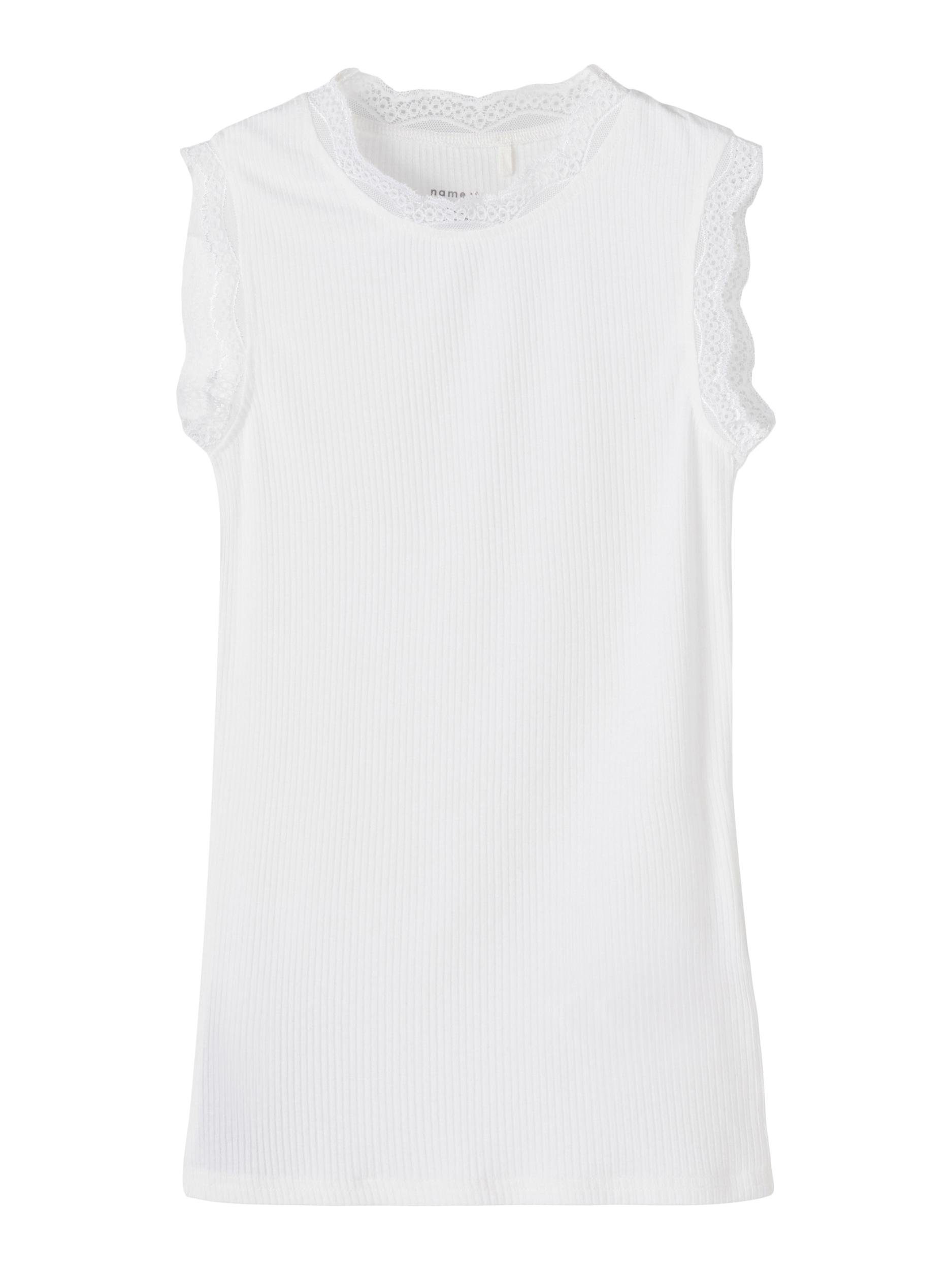 Name It T-Shirt Name Tanktop Spitzenverzierung Mädchen (1-tlg) White mit It Bright