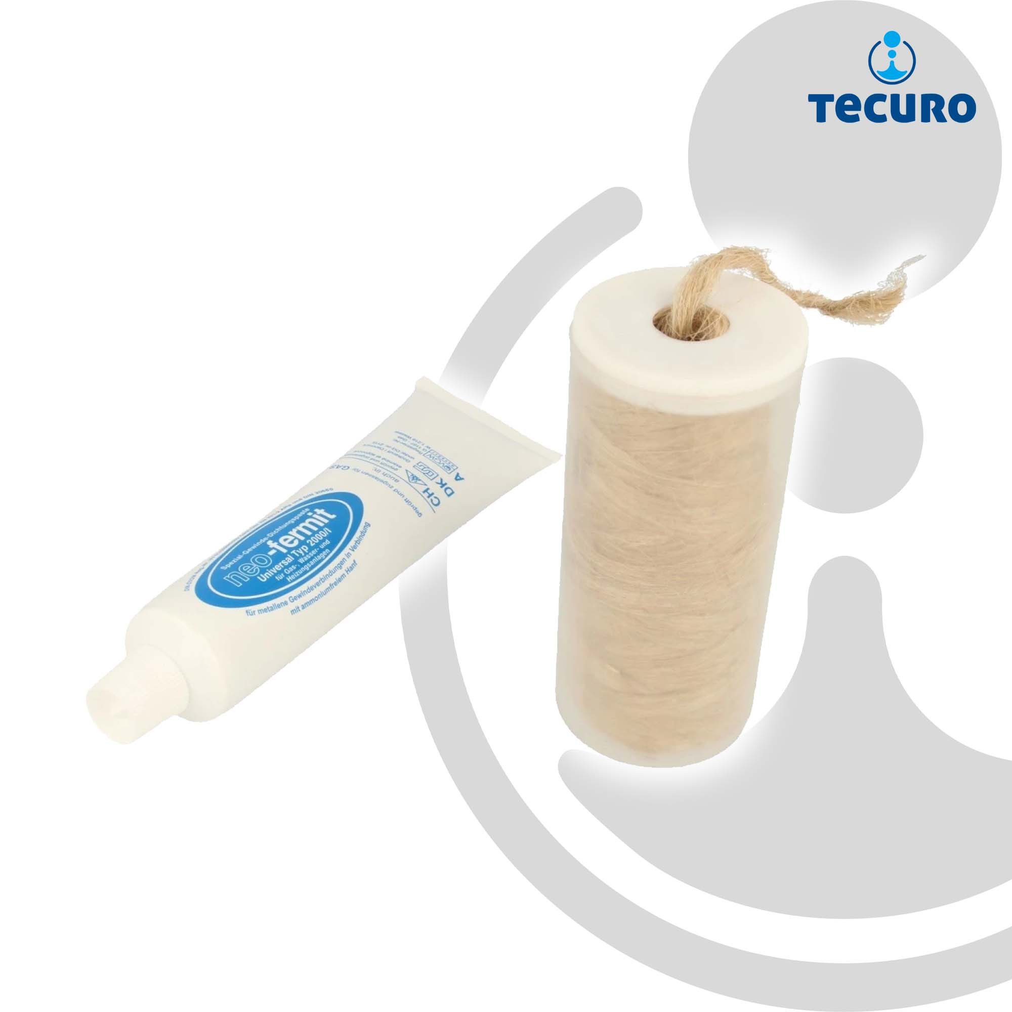 tecuro Gewindedichtung Hanf / Dichtungsflachs mit Neo-für Gas- Wasserinstallation