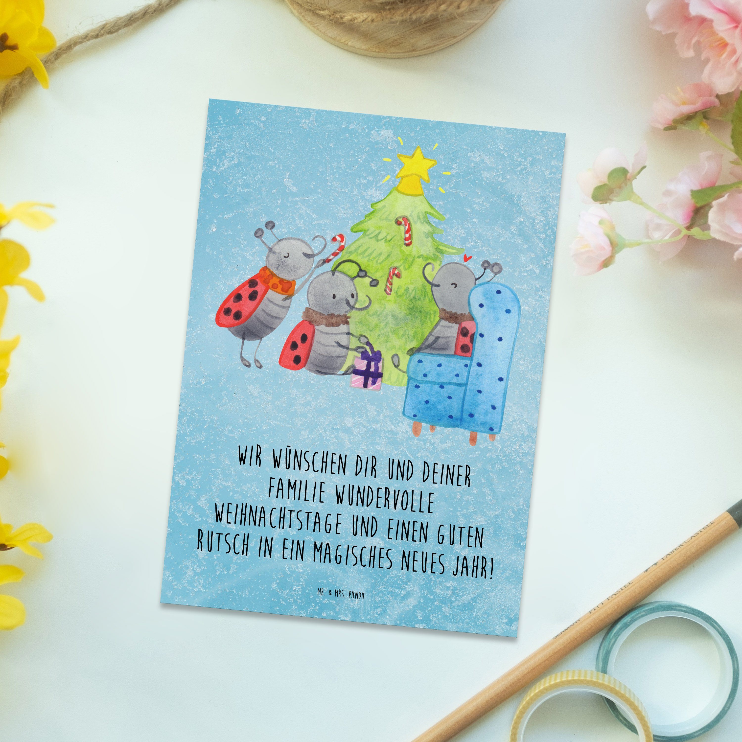 Mr. Postkarte Einladung Smörle Weihnachten - - & Geschenk, Panda Pfefferminzstange, Mrs. Eisblau