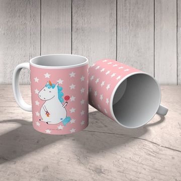 Mr. & Mrs. Panda Kinderbecher Einhorn Baby - Rot Pastell - Geschenk, Eltern, Mutter, Plastik Tasse, Kunststoff, Bruchfest