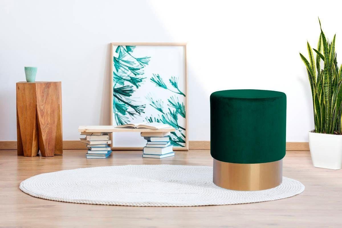 Kayoom Hocker Nano 110, Hocker in stilvollem Design, runde Form, mit Fuß aus Metall (1 St), Golz Akzente, mit pflegeleichtem Stoffbezug, runde Form