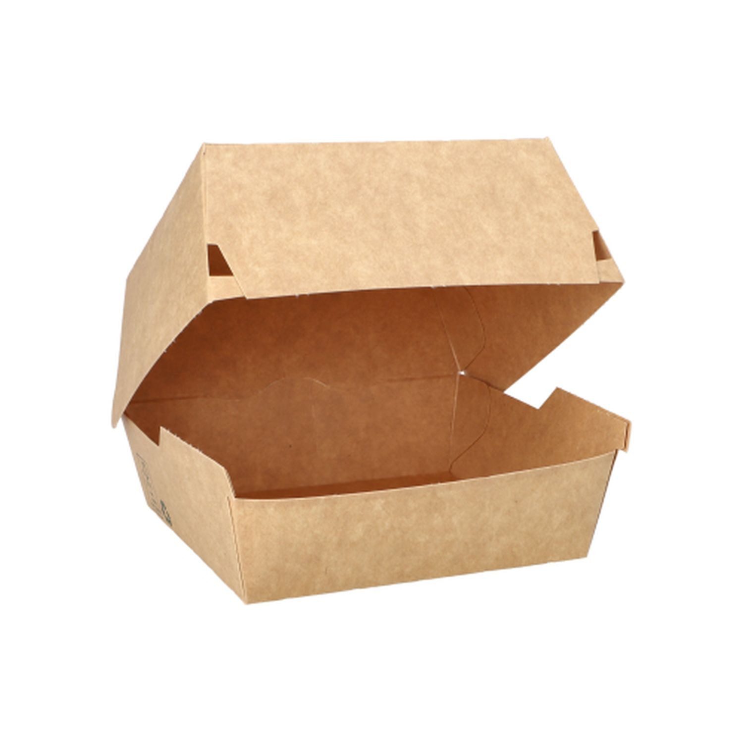 PAPSTAR Lunchbox Burgerbox groß, 12,5 x 12,5 cm, Frischfaserkarton, Bio-beschichtet, (Packung, 80-tlg., 80 Burgerboxen), Klappdeckel, Bio-beschichtet, für fettige Speisen, 12,5 x 12,5 cm