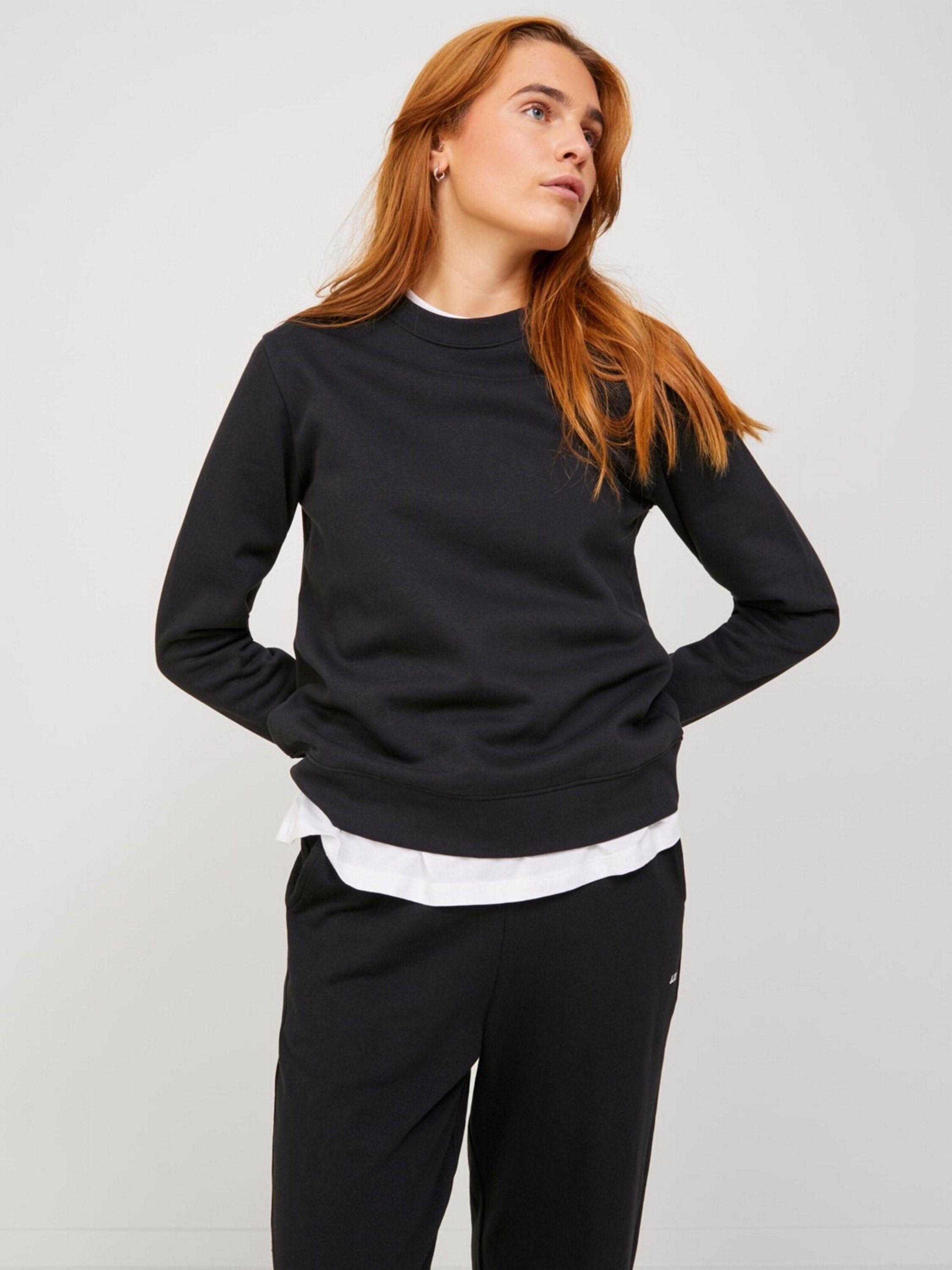 WHITE 12223962 ABBIE JJXX Plain/ohne Black LOGO Details Sweatshirt JJXX (1-tlg)