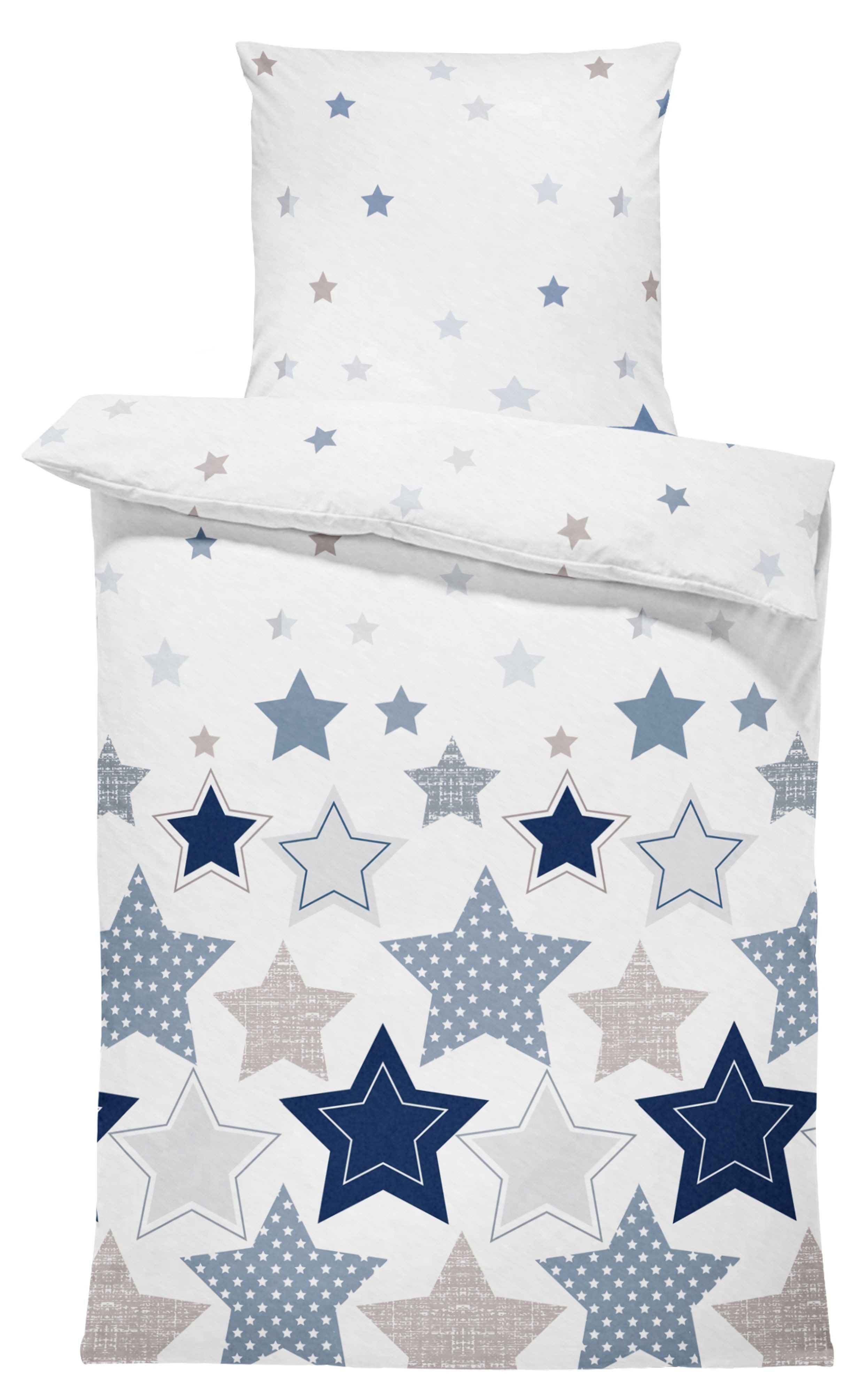 One Home Bettwäsche Kinder Sterne, Fleece, 2 teilig, Kinderbettwäsche Stars, kuschelig flauschig warm weich Winter