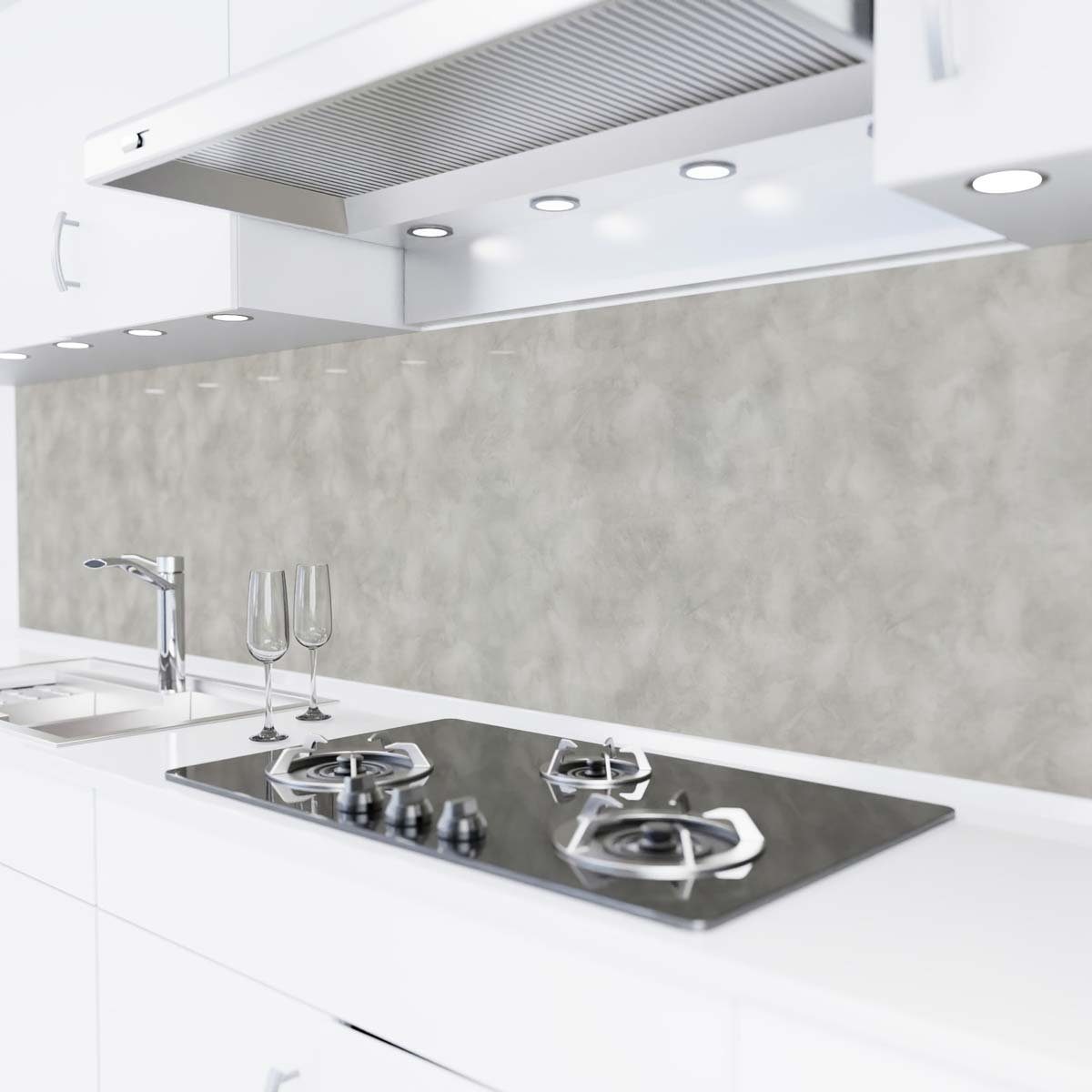 danario Küchenrückwand PET Beton Folie 3D-Optik hell Küche - selbstklebend versteifte Spritzschutz - 