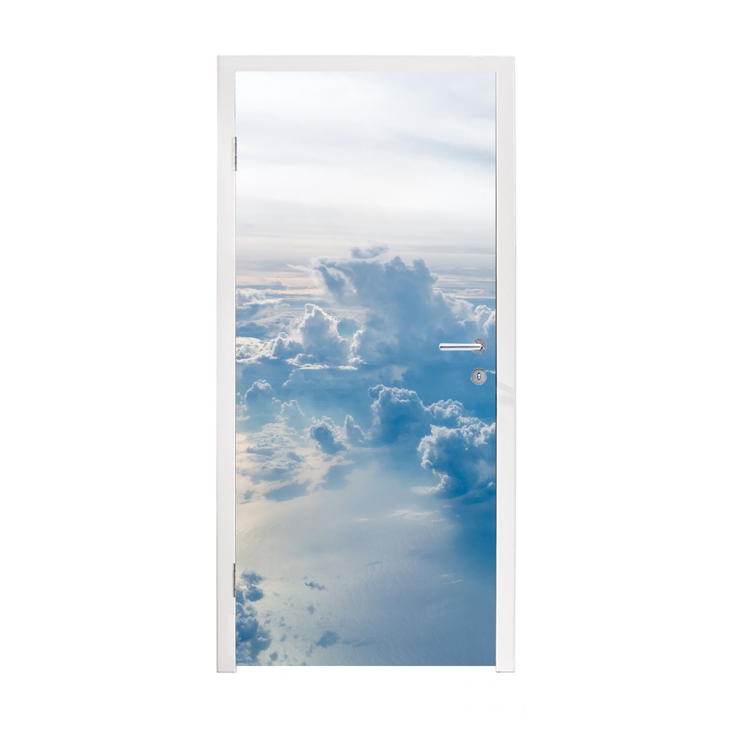 MuchoWow Türtapete Luftaufnahme von blauem Himmel mit Wolken, Matt, bedruckt, (1 St), Fototapete für Tür, Türaufkleber, 75x205 cm