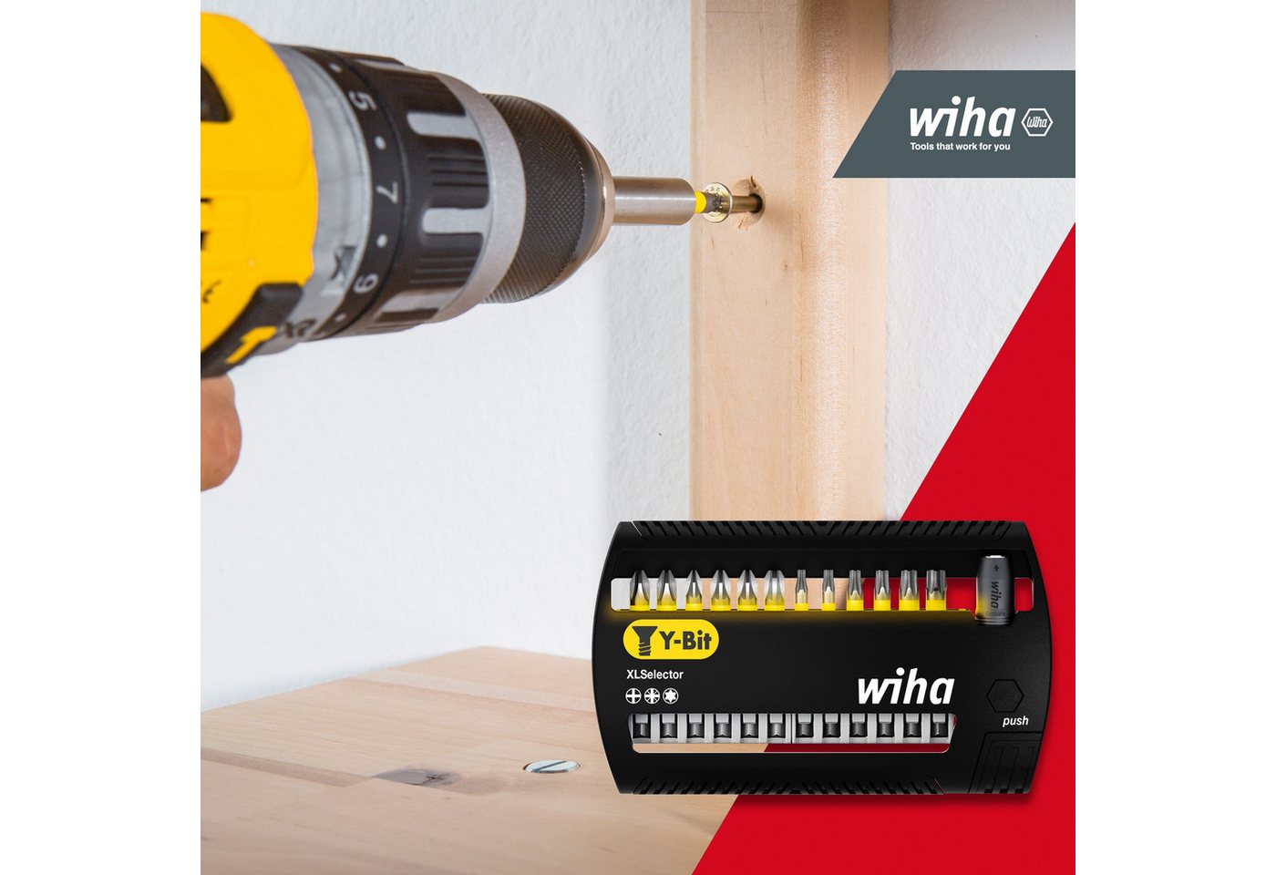 Thumbnail - Wiha Bit-Set XLSelector (41834) - 14 tlg., Y-Bit 50 mm, PH, Pozidriv, TORX 1/4" E6,3, magnetischer Bithalter