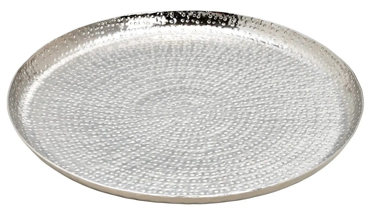 Meinposten Dekoteller Teller Silber Metall rund Ø33cm Hammerschlagoptik Ker günstig online kaufen