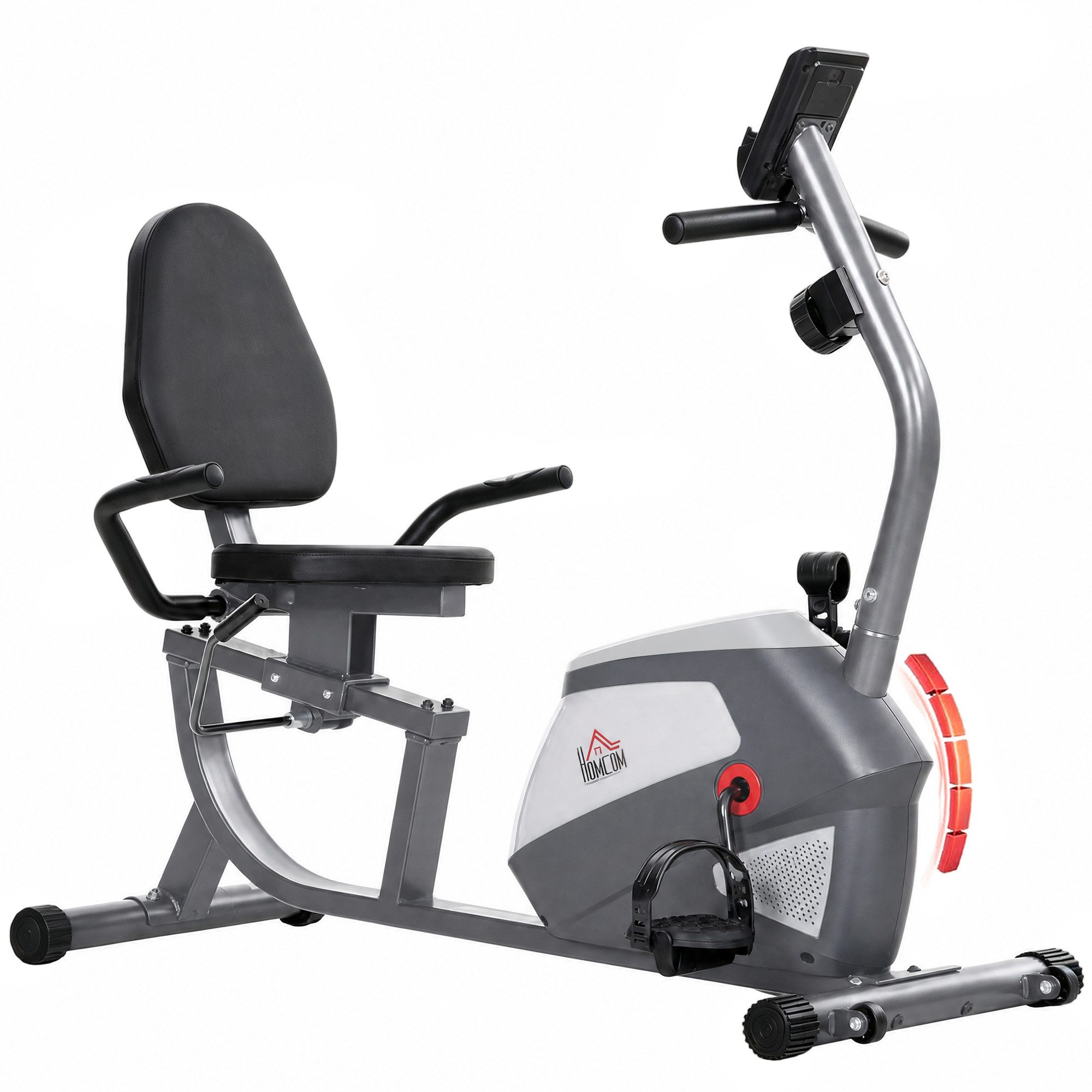 HOMCOM Heimtrainer mit LCD-Anzeige 8-stufig Magnetwiderstand Liegefahrrad (Heimtrainer Fahrrad, 1-tlg., Liegeheimtrainer), Metall ABS 121,5-136 x 62,5 x 98 cm – Bild 2 von 5