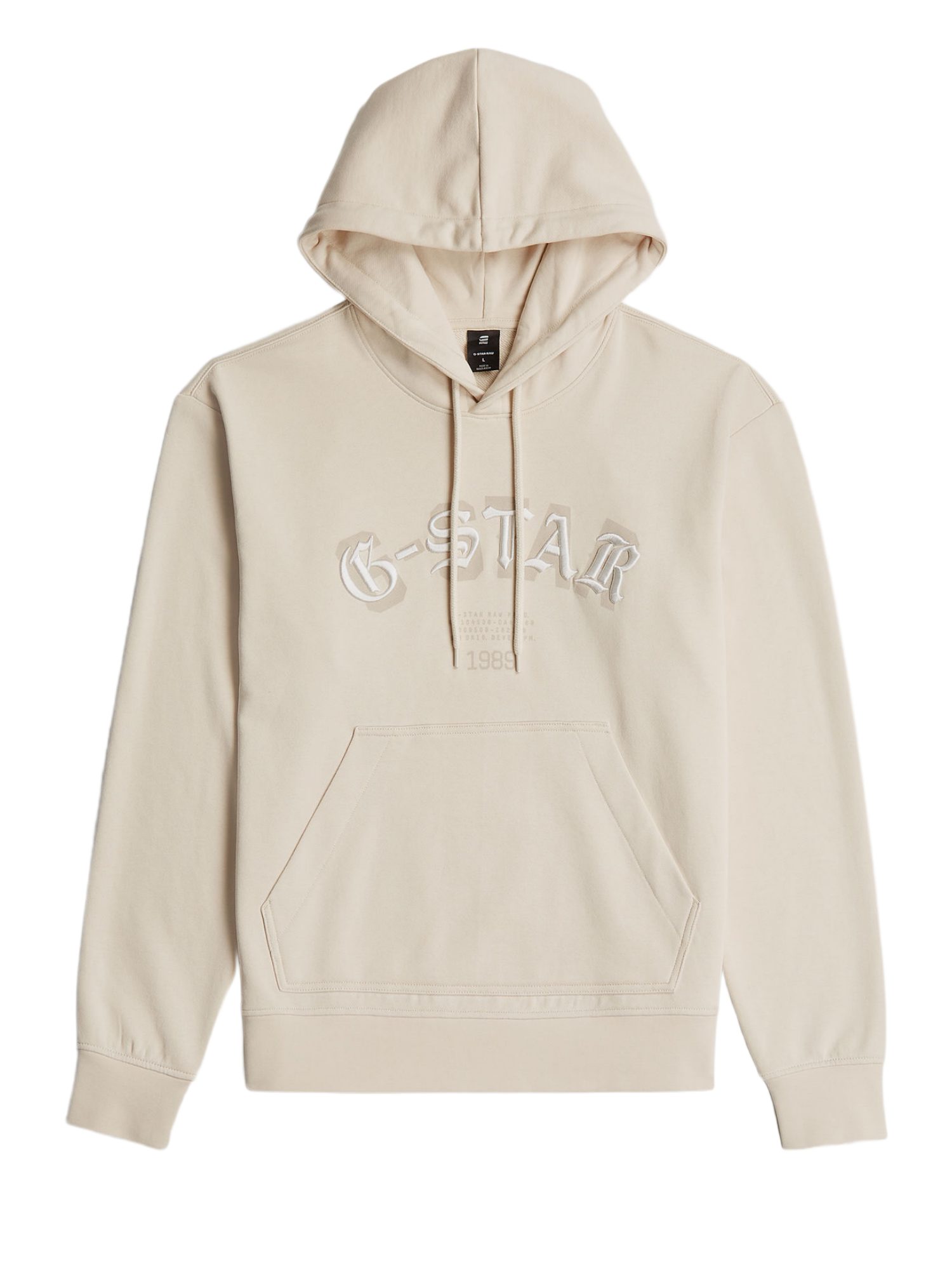 G-STAR Hoodie natur,Freizeit,Baumwolle,Schriftzug,Stehkragen,Lang,Regular Fit