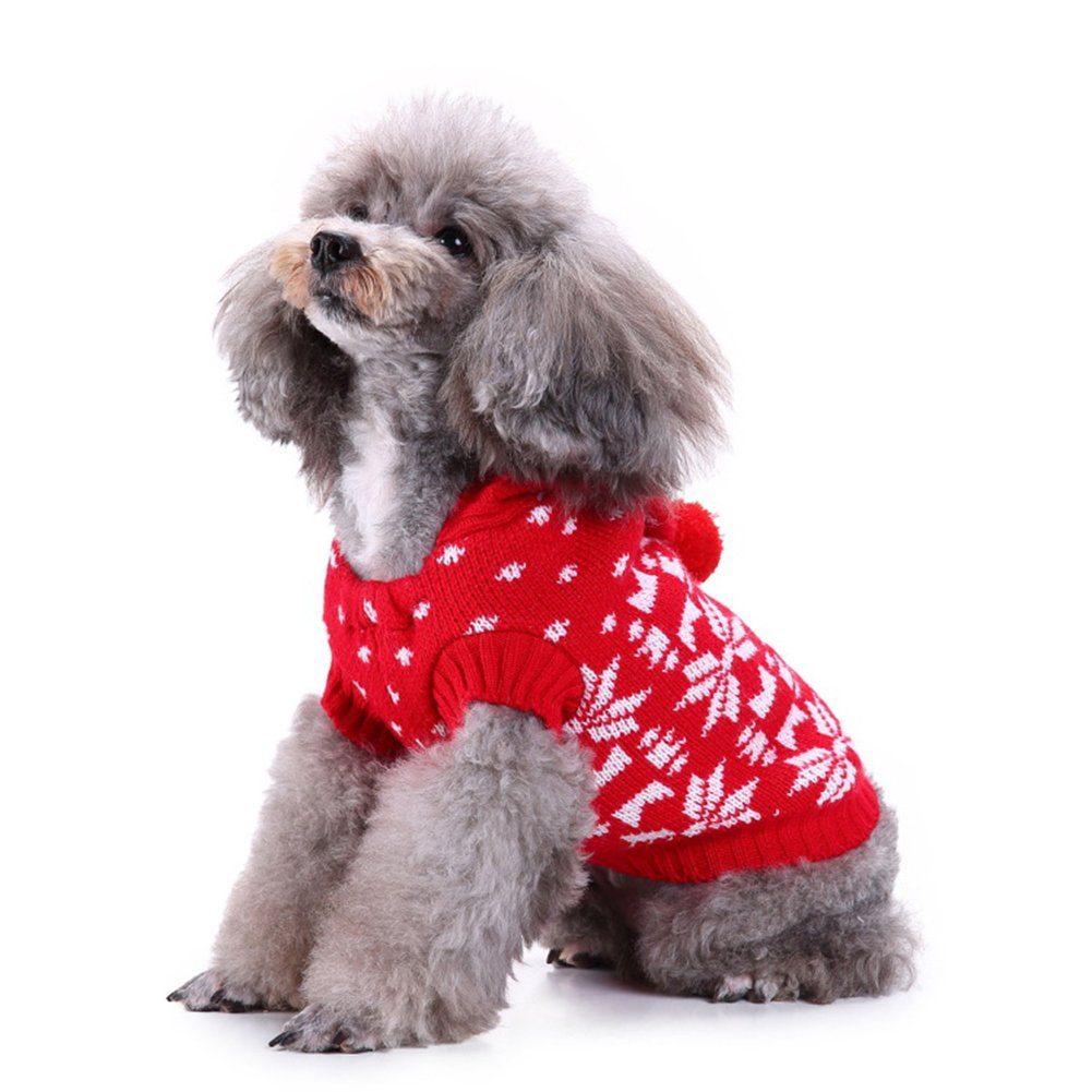 Katde Hundekleid Kleiner Hundepullover Winter Warmer Pullover Weihnachtsstil