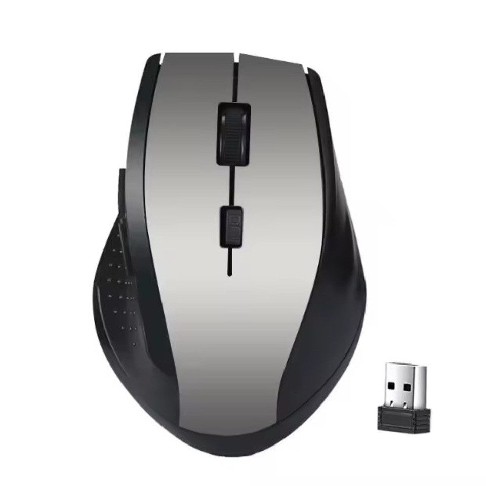 Wrischan 2.4GHz Kabellose Silberne Gaming-Maus – Optische Funkmaus mit 6 Tasten Maus (2.4GHz Kabellose Technologie, 6 Funktionstasten)