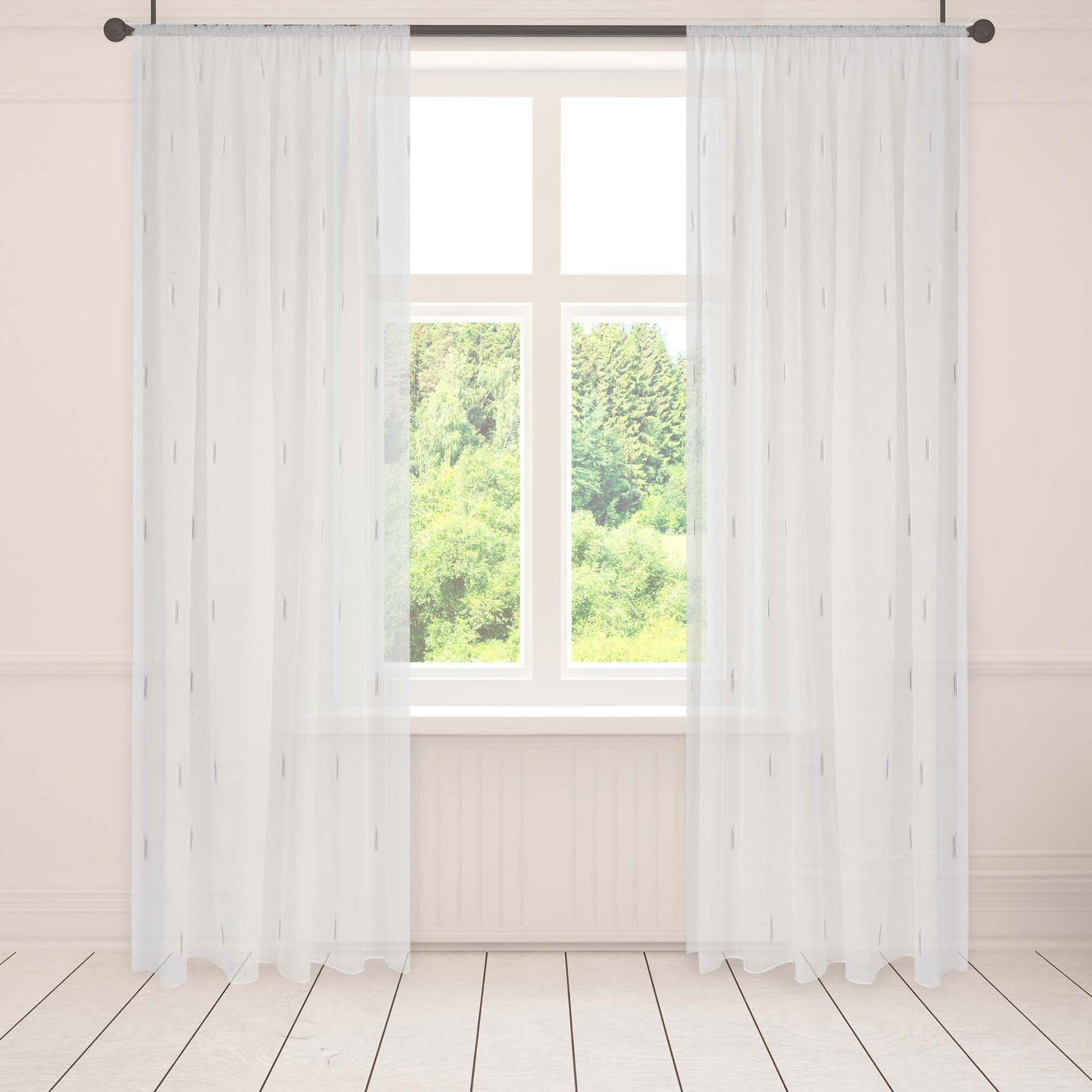 Asphald Gardine auf Maß Scherli mit Muster Voile Vorhang Kräuselband Universalband (1 St), Kräuselband, transparent