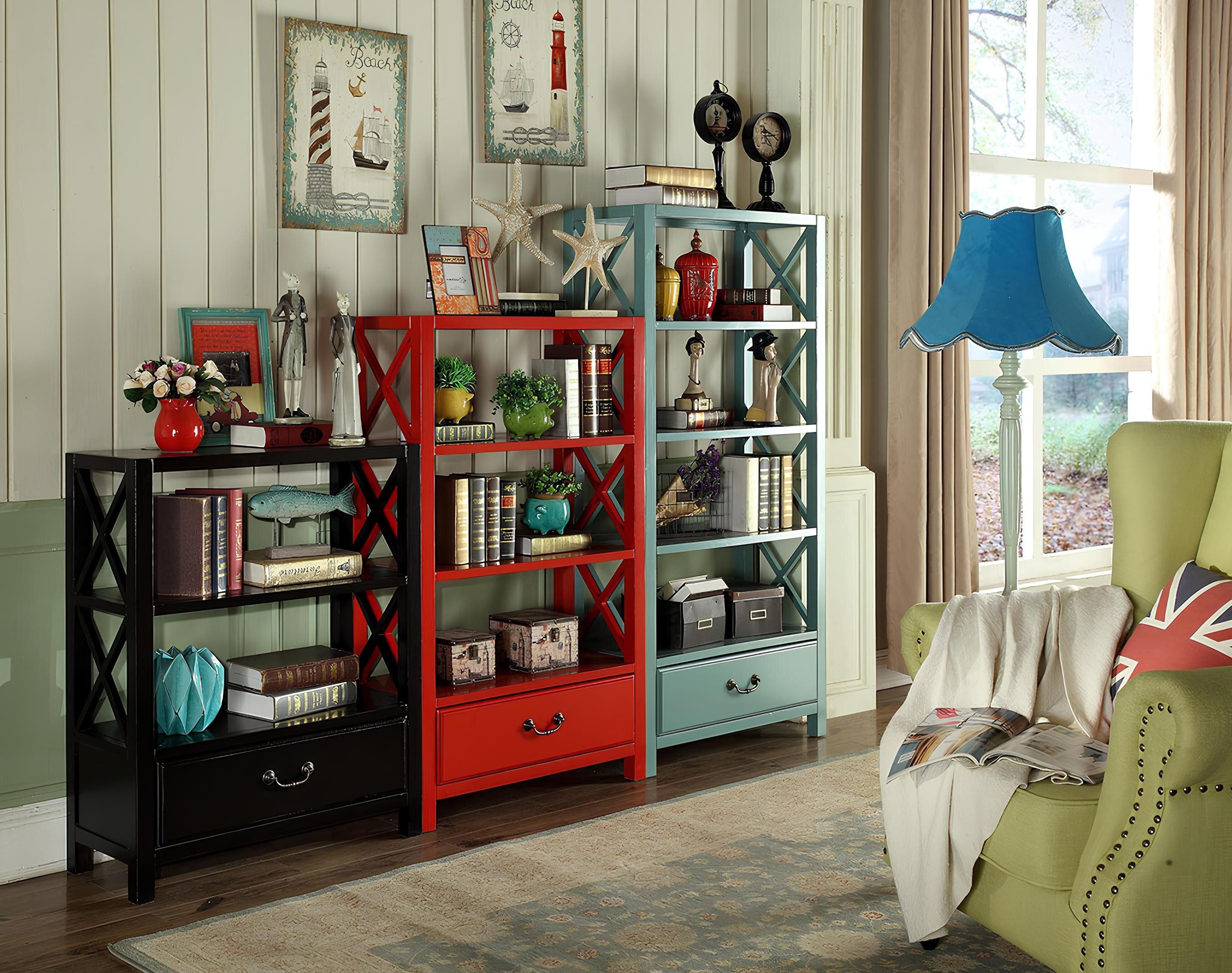 Xlmoebel Standregal Designer Holz Regal in Rot mit Trennwand im Loft-Stil, Hergestellt in Europa