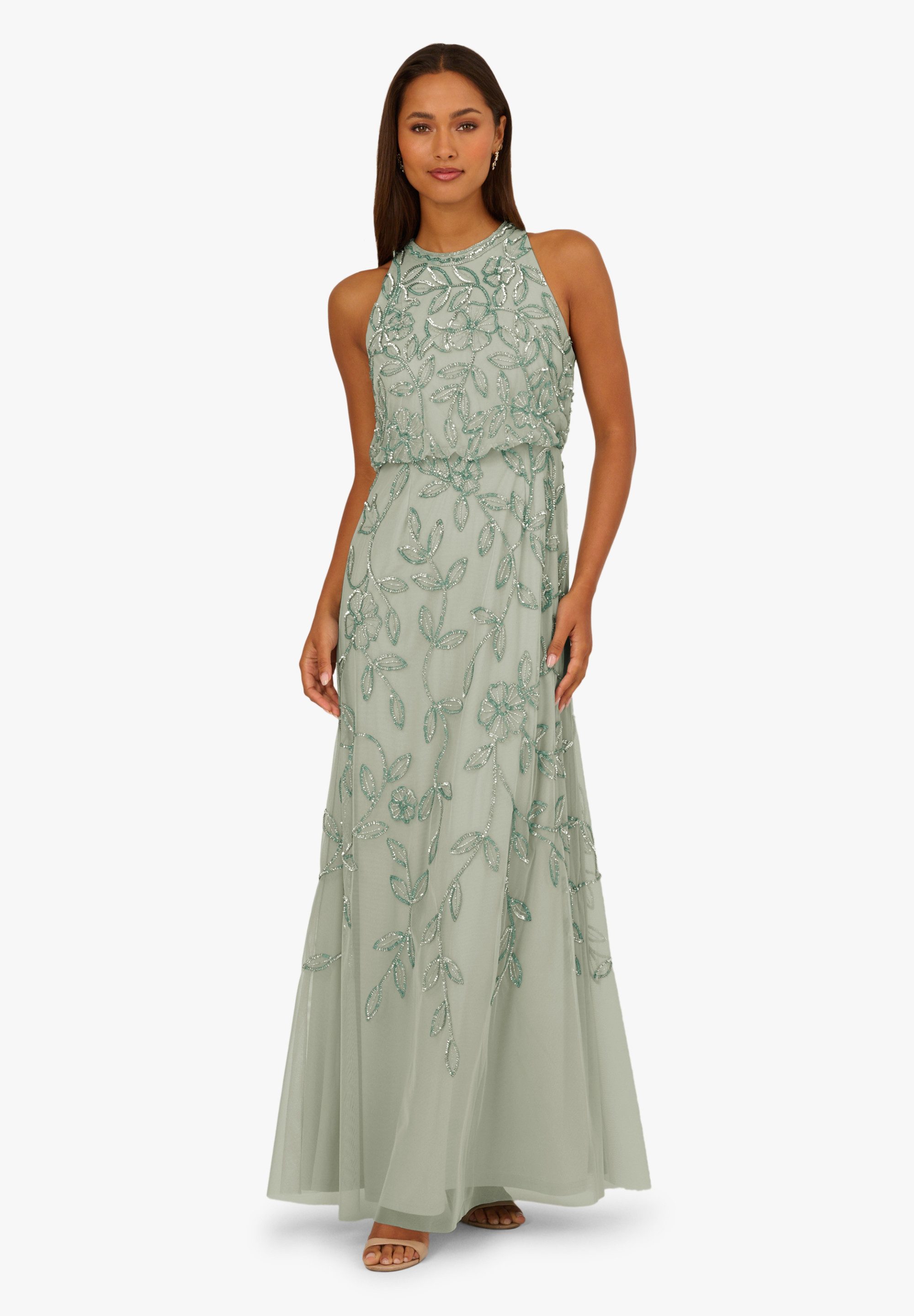 Adrianna Papell Abendkleid Blouson Bead Long Dress Elegantes Meerjungfrauenkleid mit Perlenstickerei